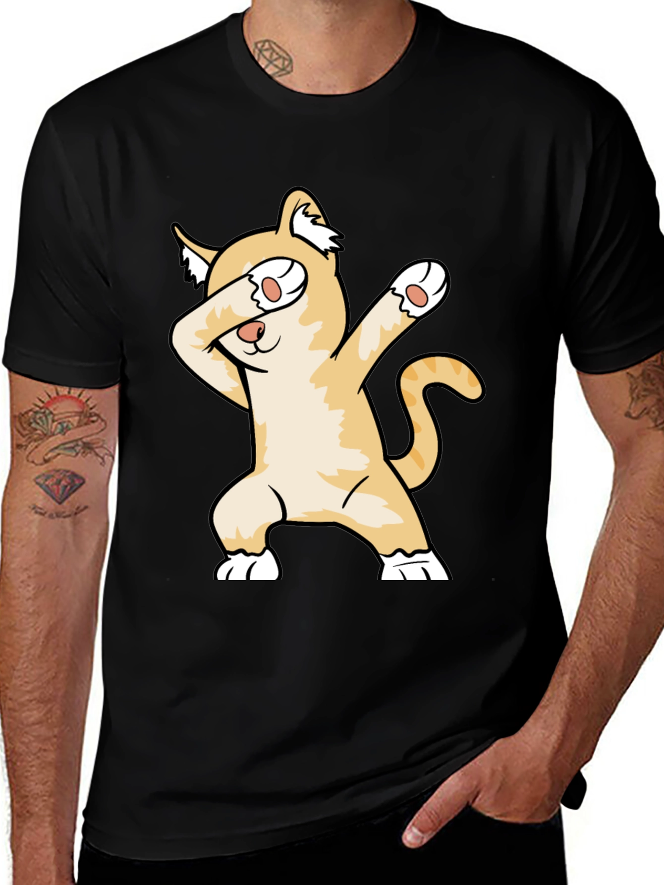 Camiseta Negra con Gato Dabbing