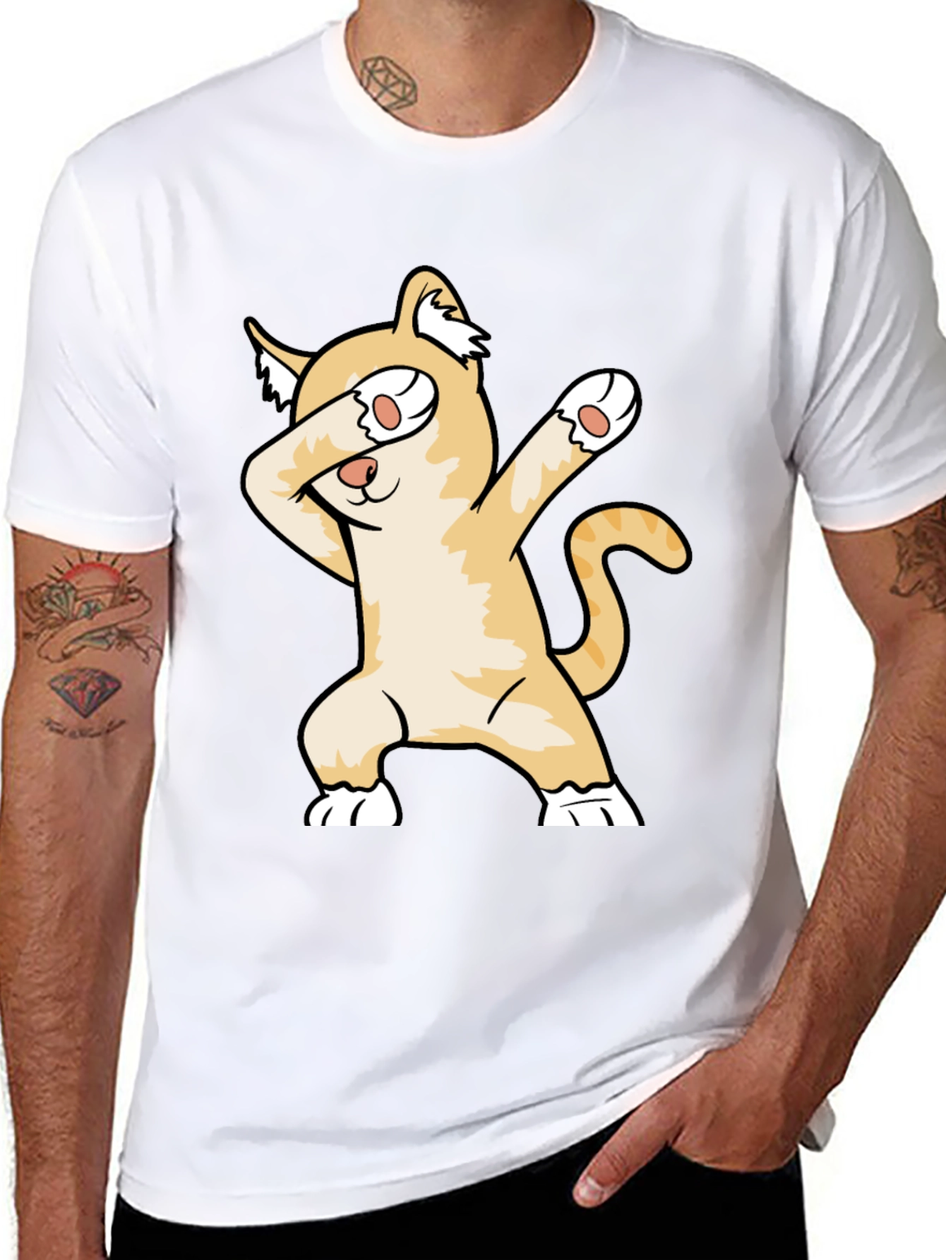 Camiseta Negra con Gato Dabbing