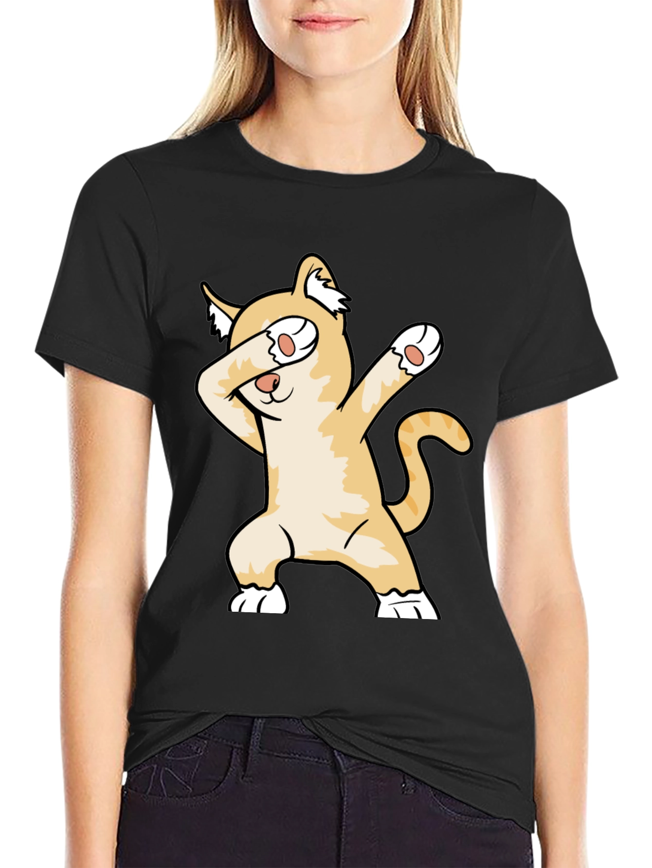 Camiseta Negra con Gato Dabbing