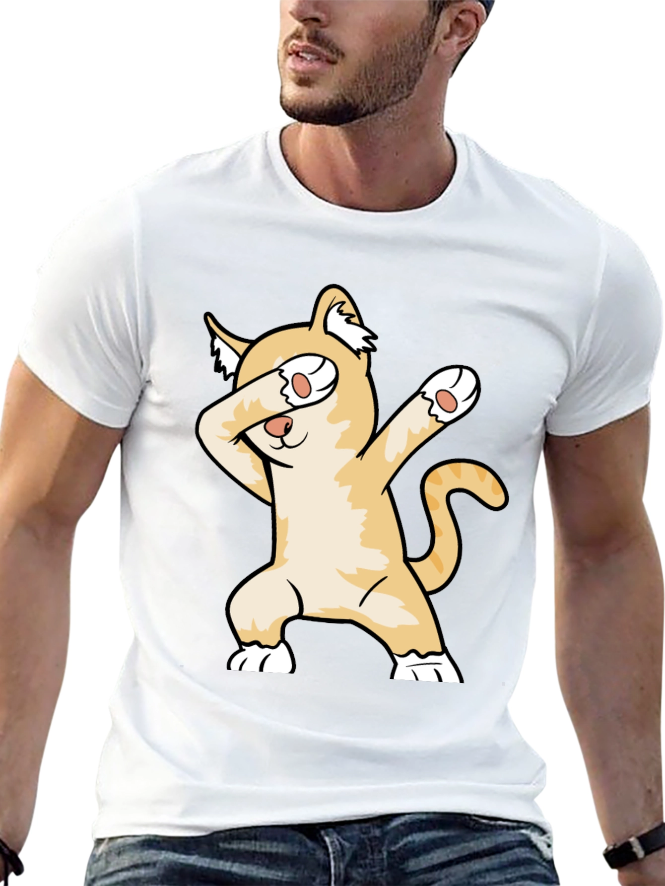 Camiseta Negra con Gato Dabbing