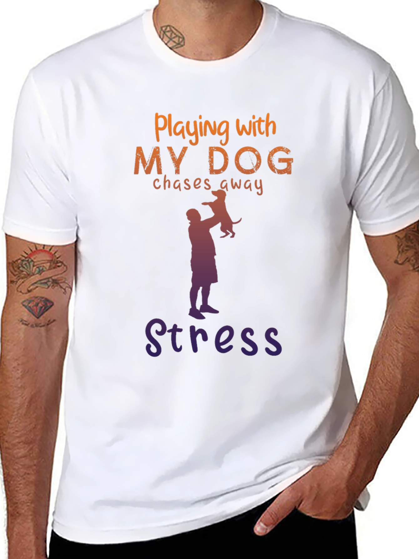 Camiseta Hombre: Juego con Mi Perro Adiós Estrés
