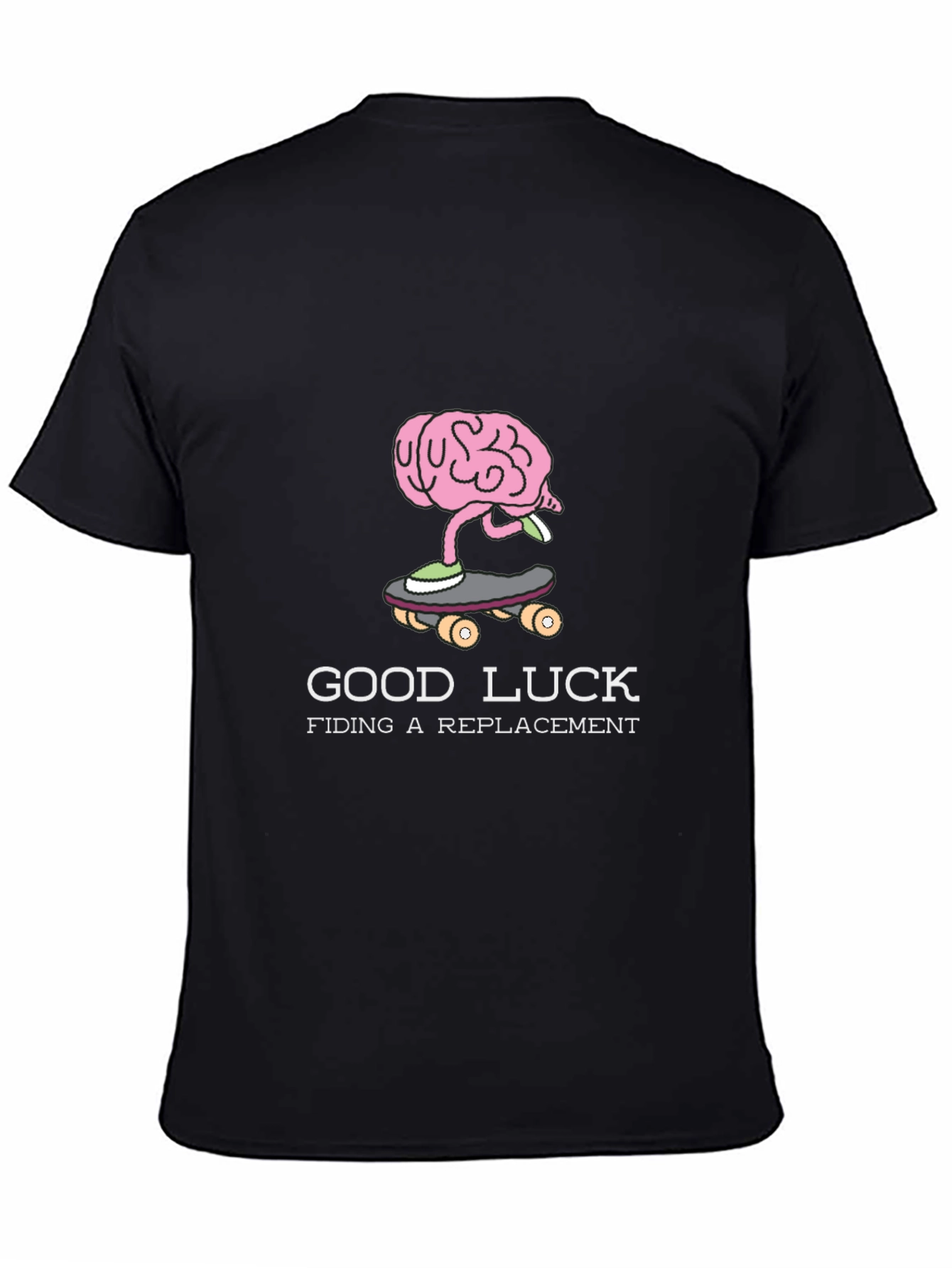 Camiseta Negra con Diseño de Cerebro en Skate