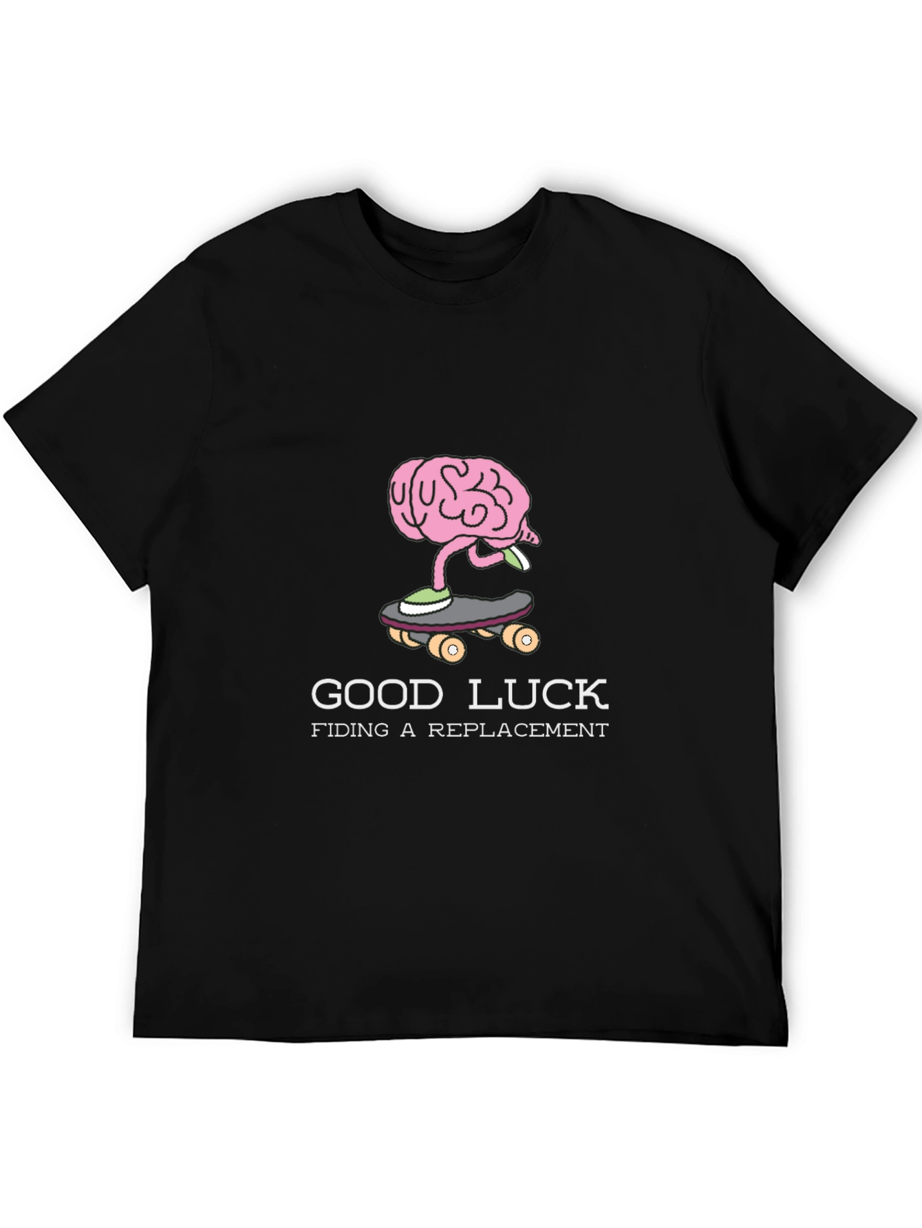 Camiseta Negra con Diseño de Cerebro en Skate
