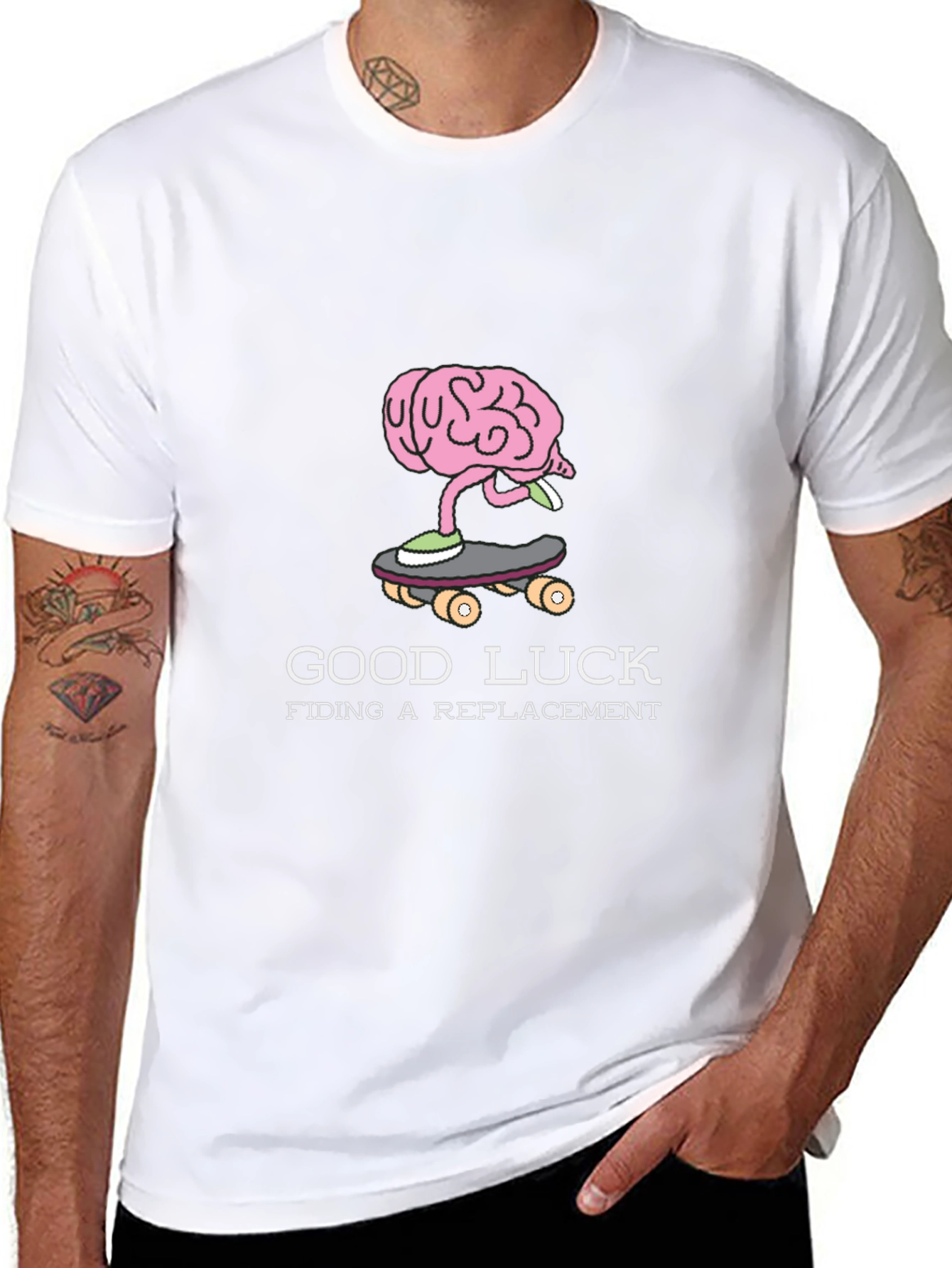 Camiseta Negra con Diseño de Cerebro en Skate