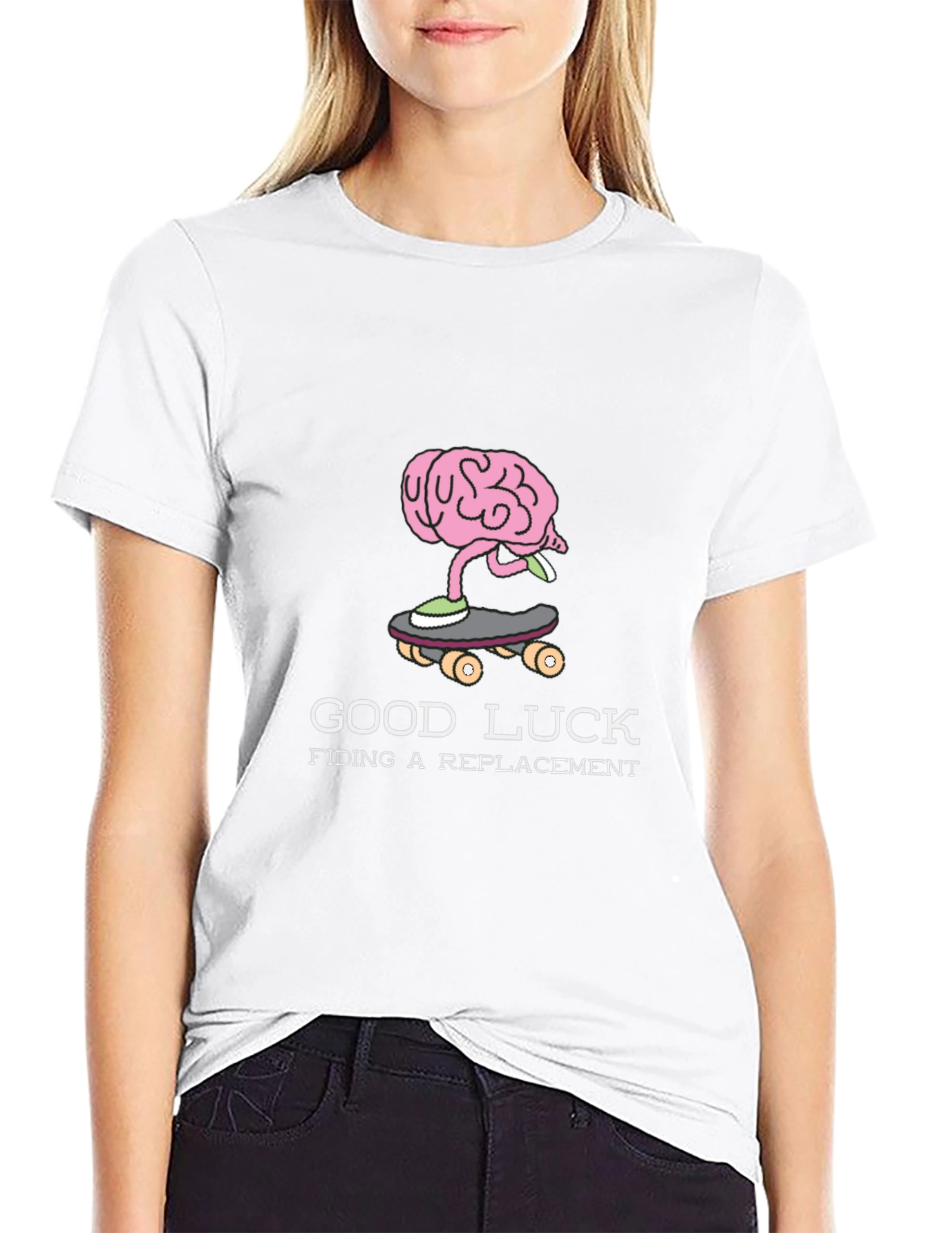 Camiseta Negra con Diseño de Cerebro en Skate