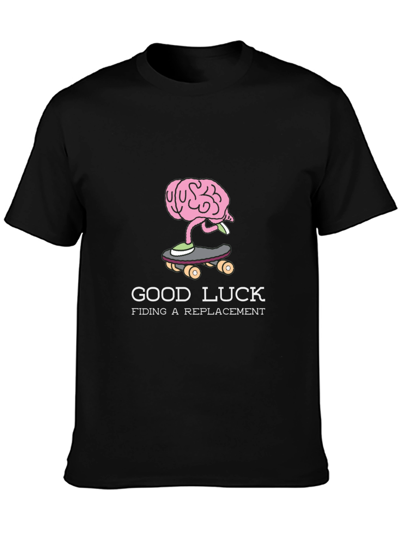 Camiseta Negra con Diseño de Cerebro en Skate
