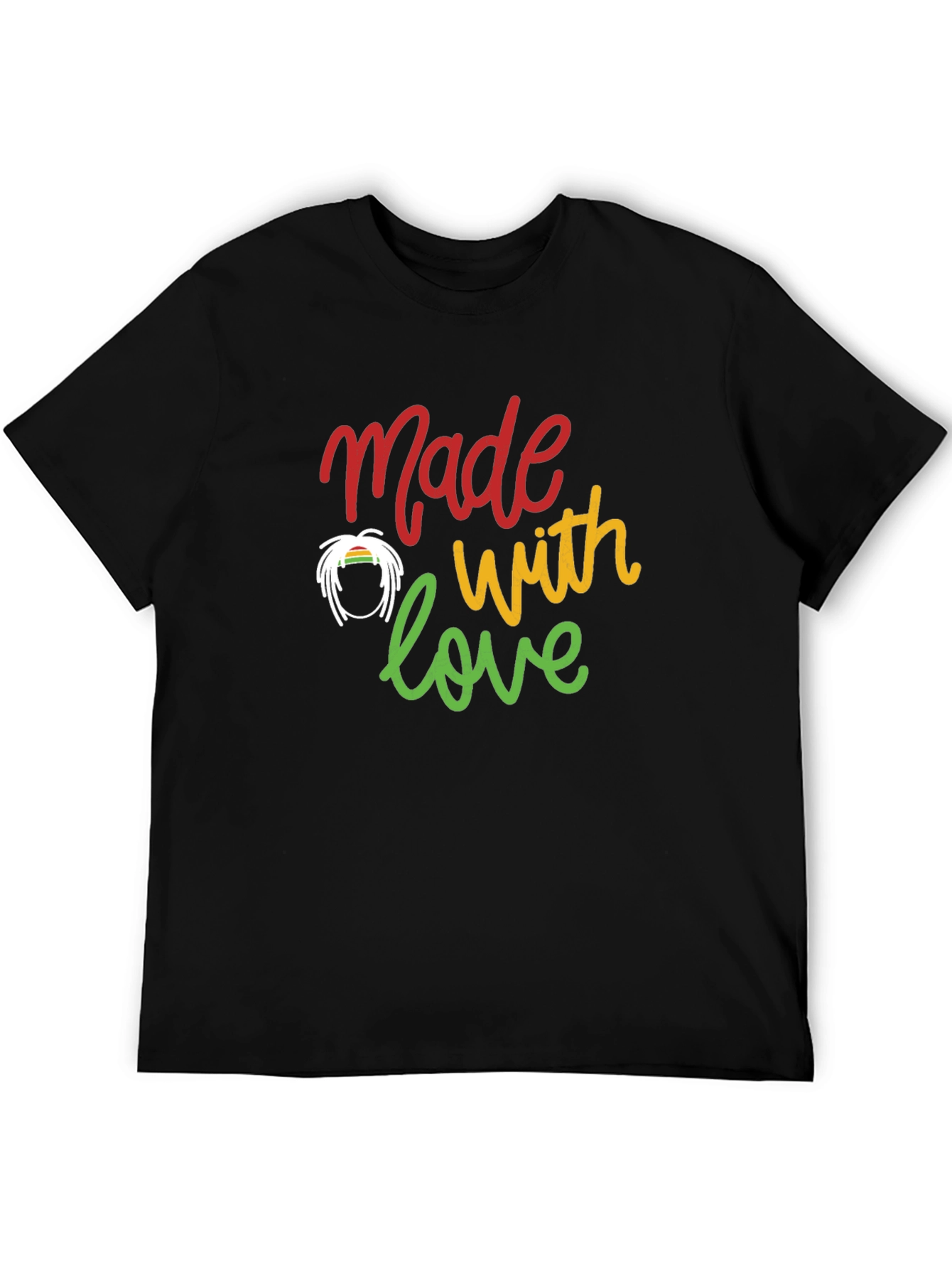 Camiseta Negra Made with love Estilo Rastafari