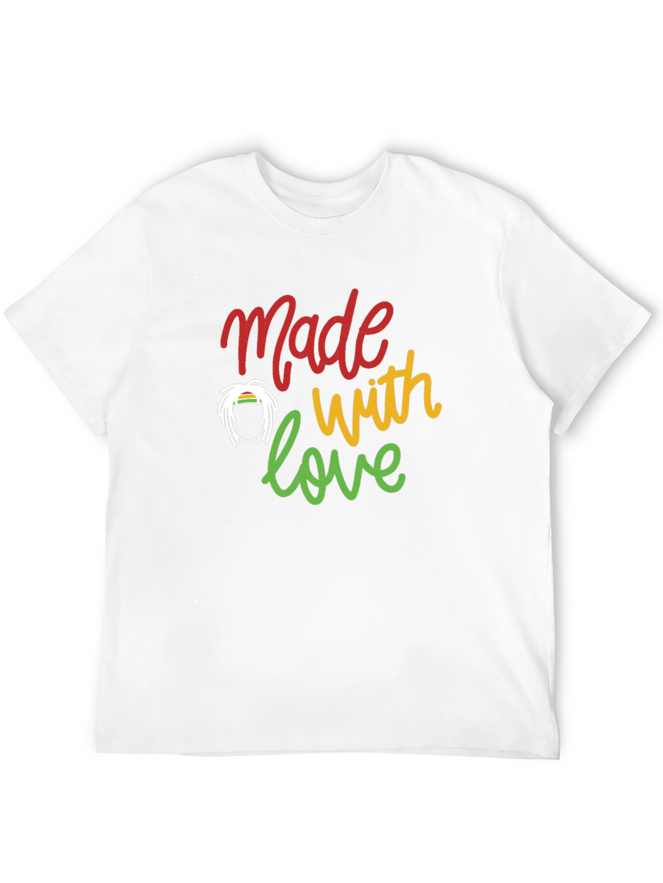 Camiseta Negra Made with love Estilo Rastafari