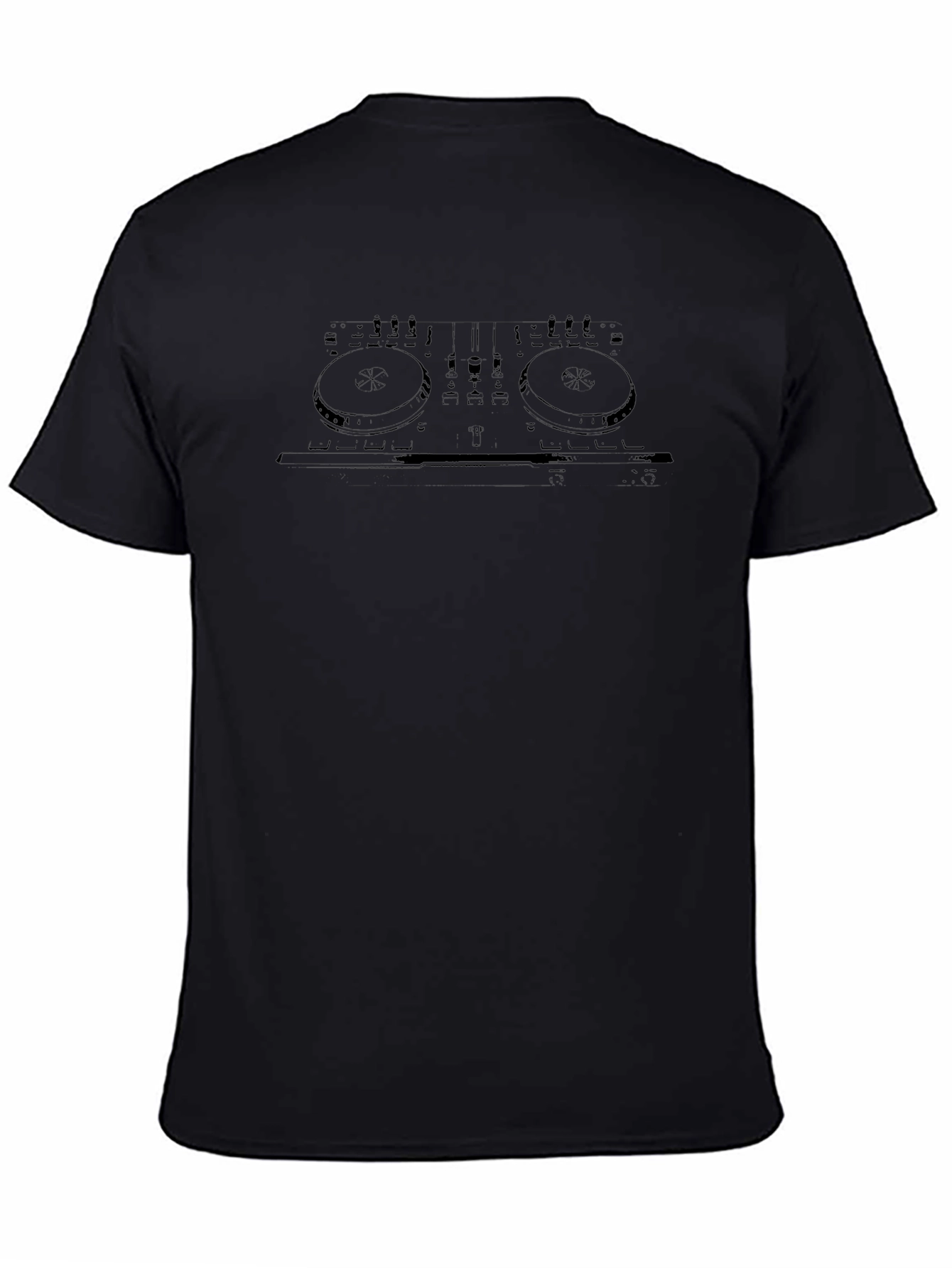 Camiseta Negra con Diseño de Mezcladora DJ