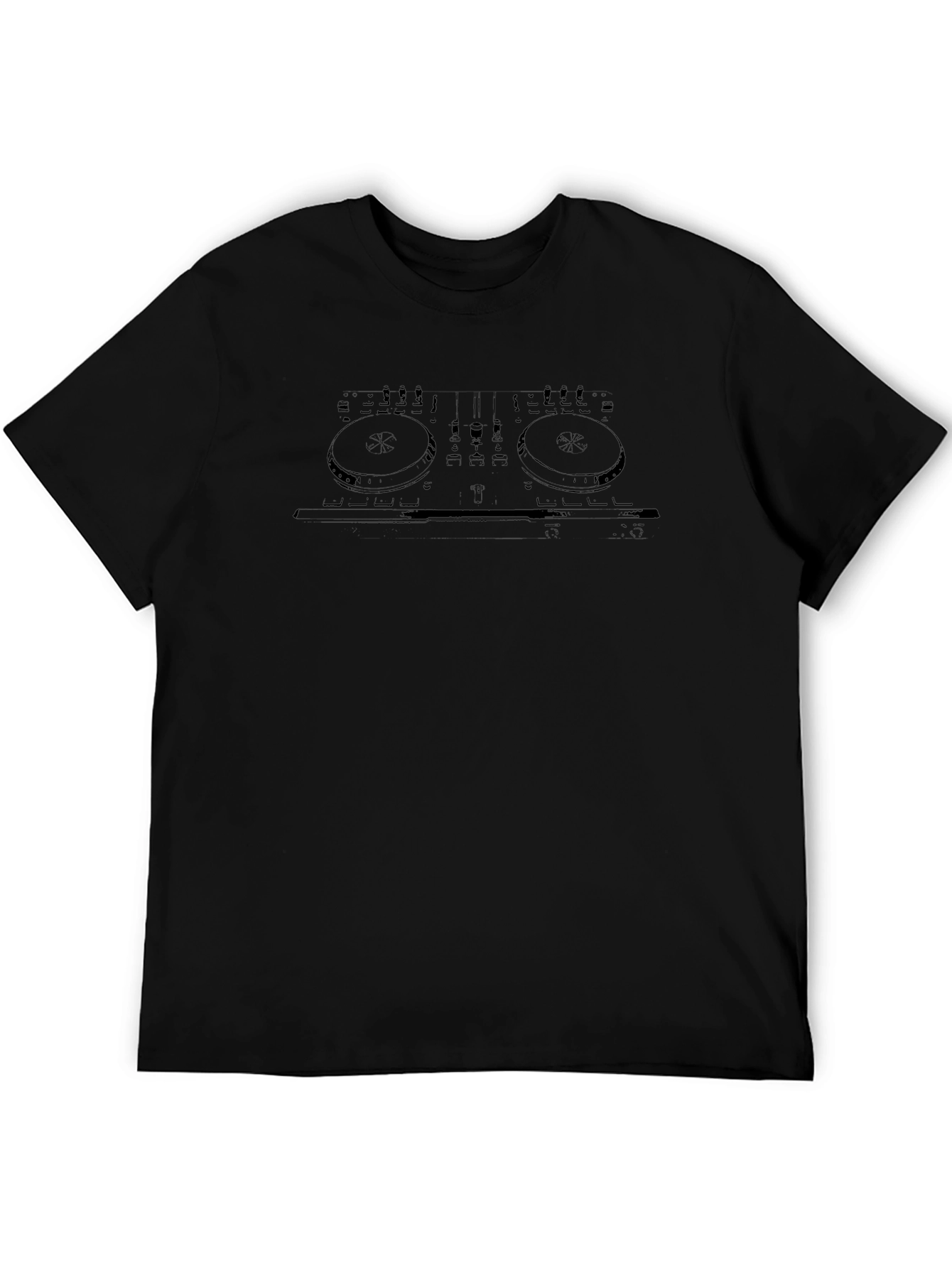 Camiseta Negra con Diseño de Mezcladora DJ
