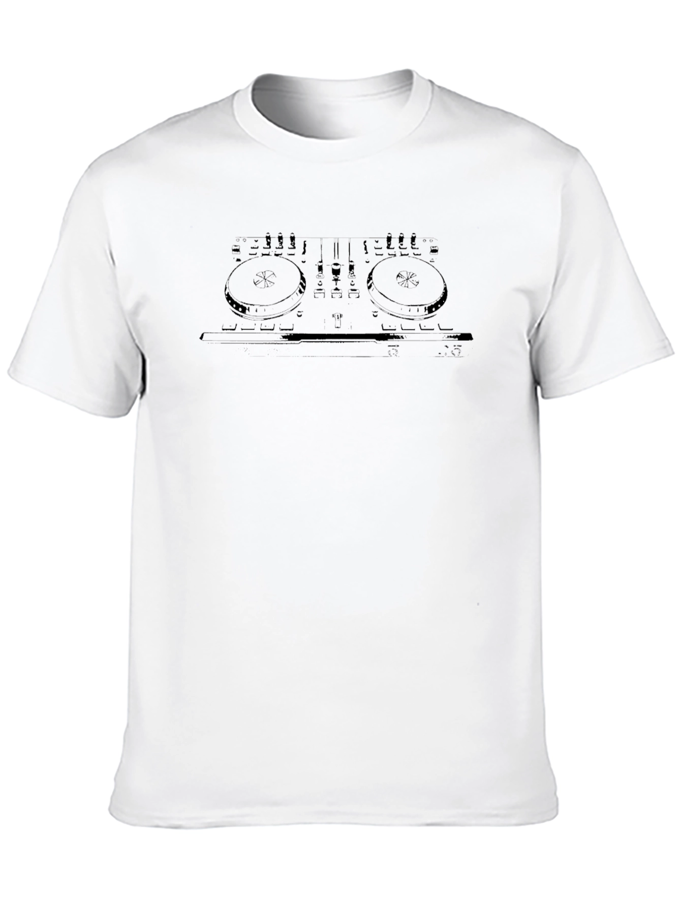 Camiseta Negra con Diseño de Mezcladora DJ