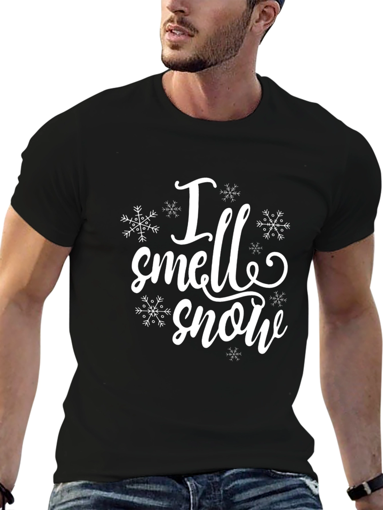 Camiseta Negra I Smell Snow para Invierno