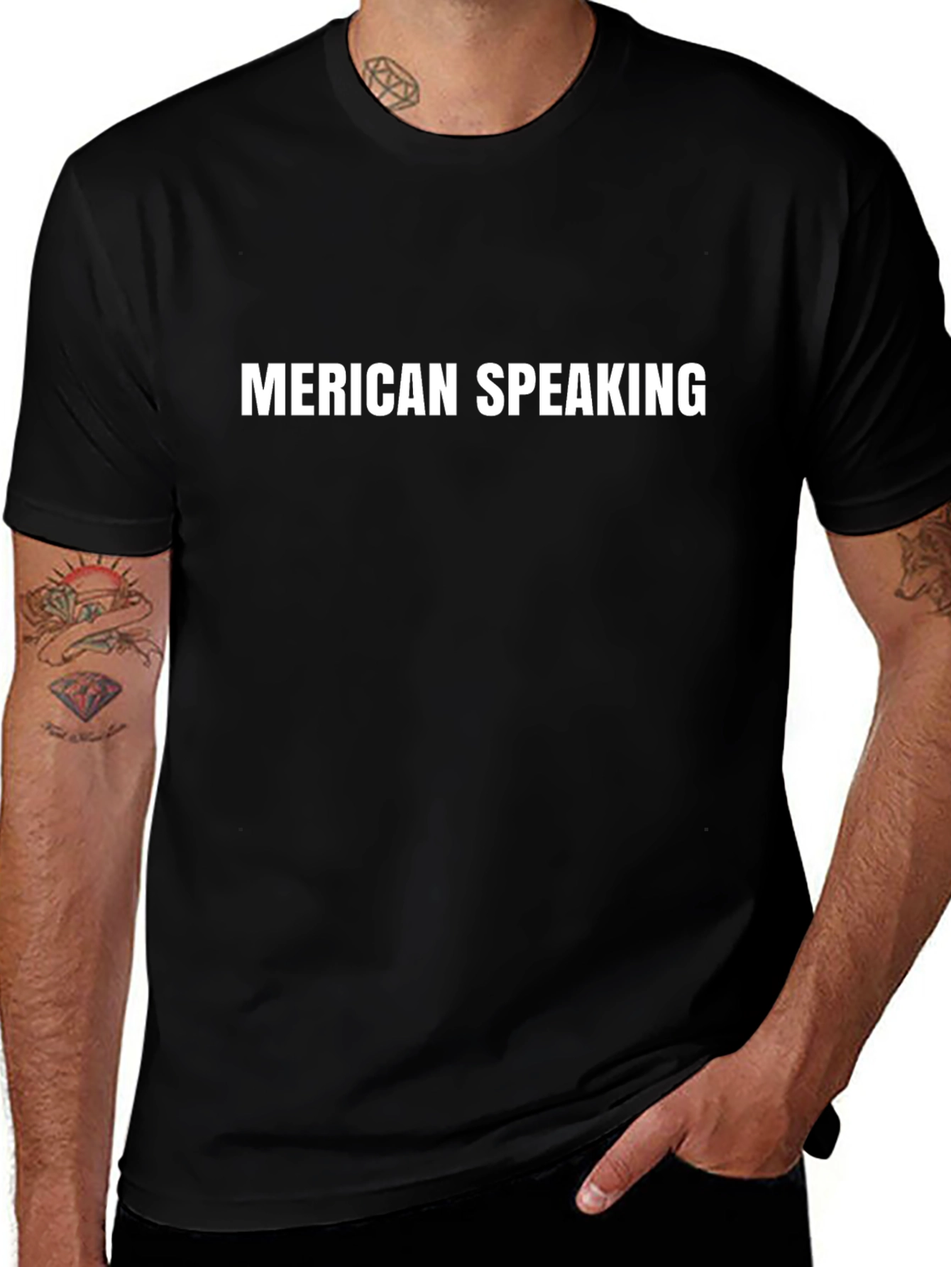 Camiseta Negra: Merican Speaking