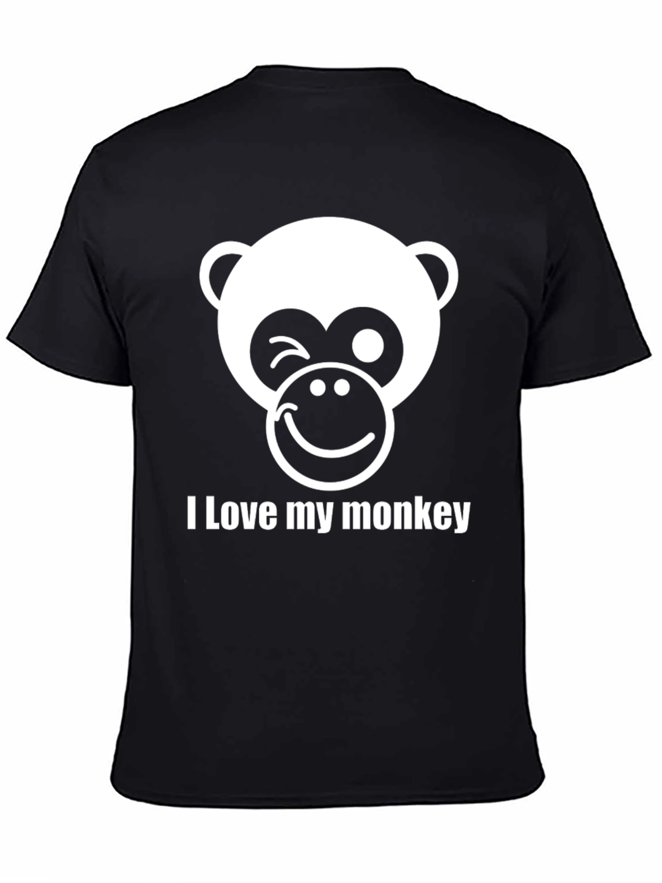 Camiseta Negra Hombre - Diseño Mono Sonriente