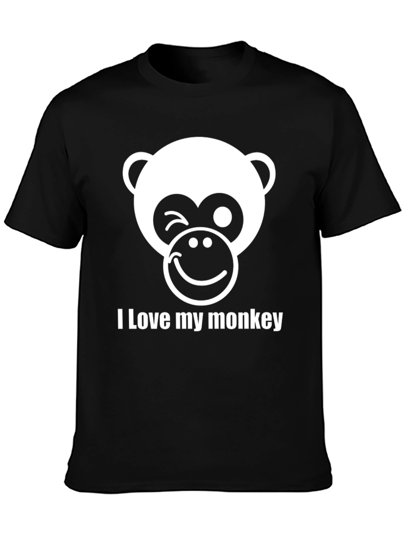 Camiseta Negra Hombre - Diseño Mono Sonriente