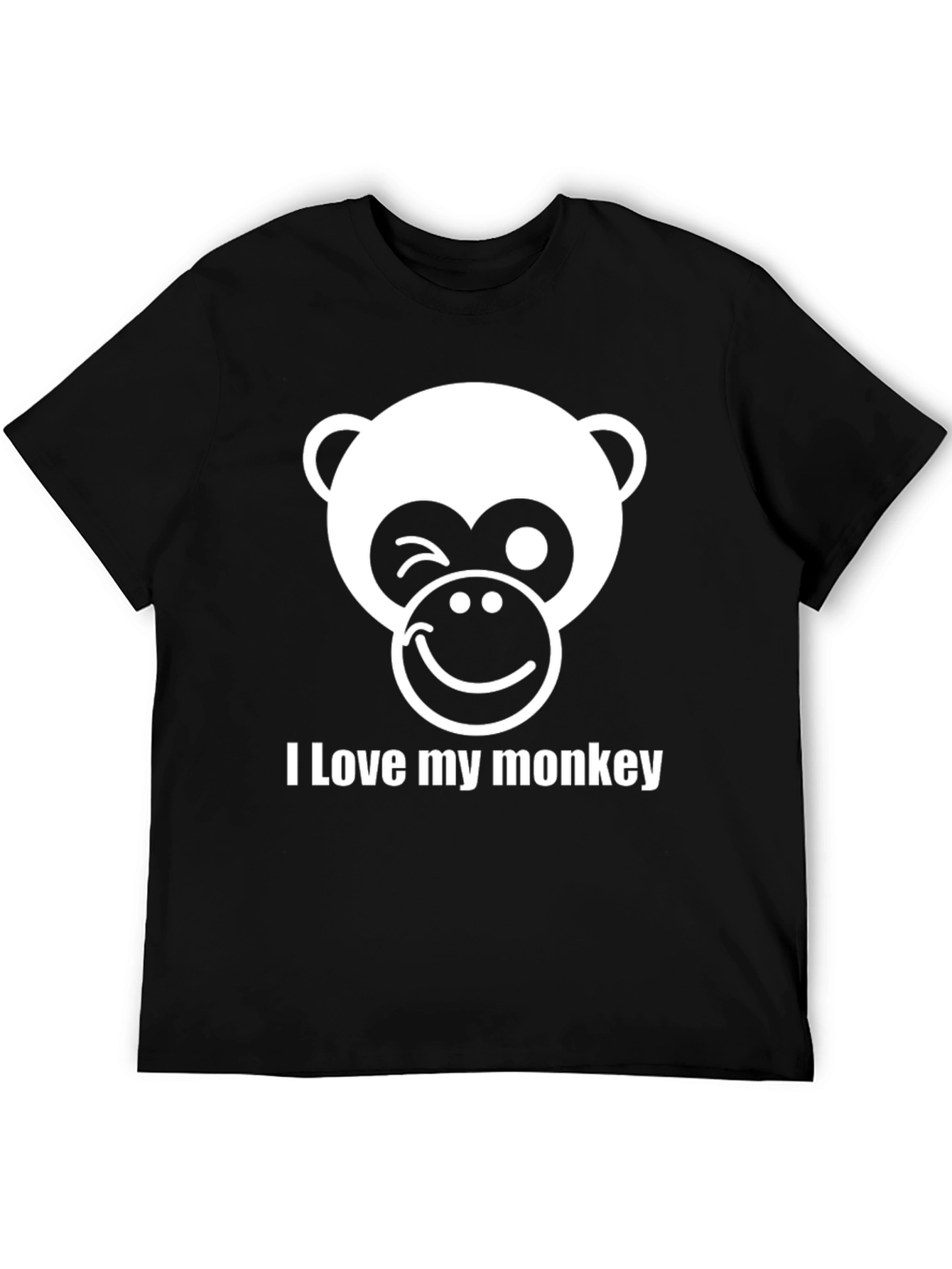 Camiseta Negra Hombre - Diseño Mono Sonriente