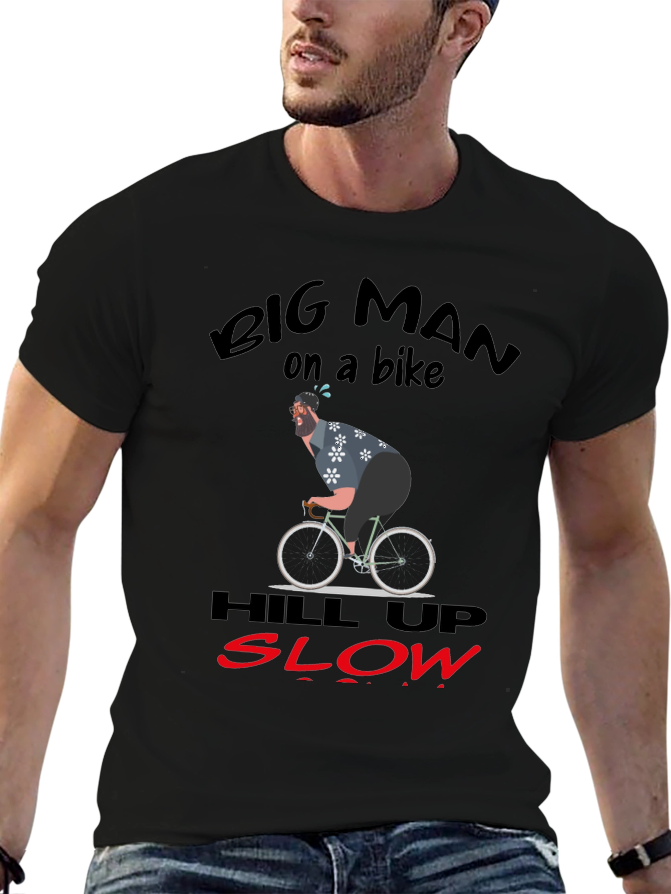 Camiseta Hombre: Ciclismo Divertido Big Man on a Bike