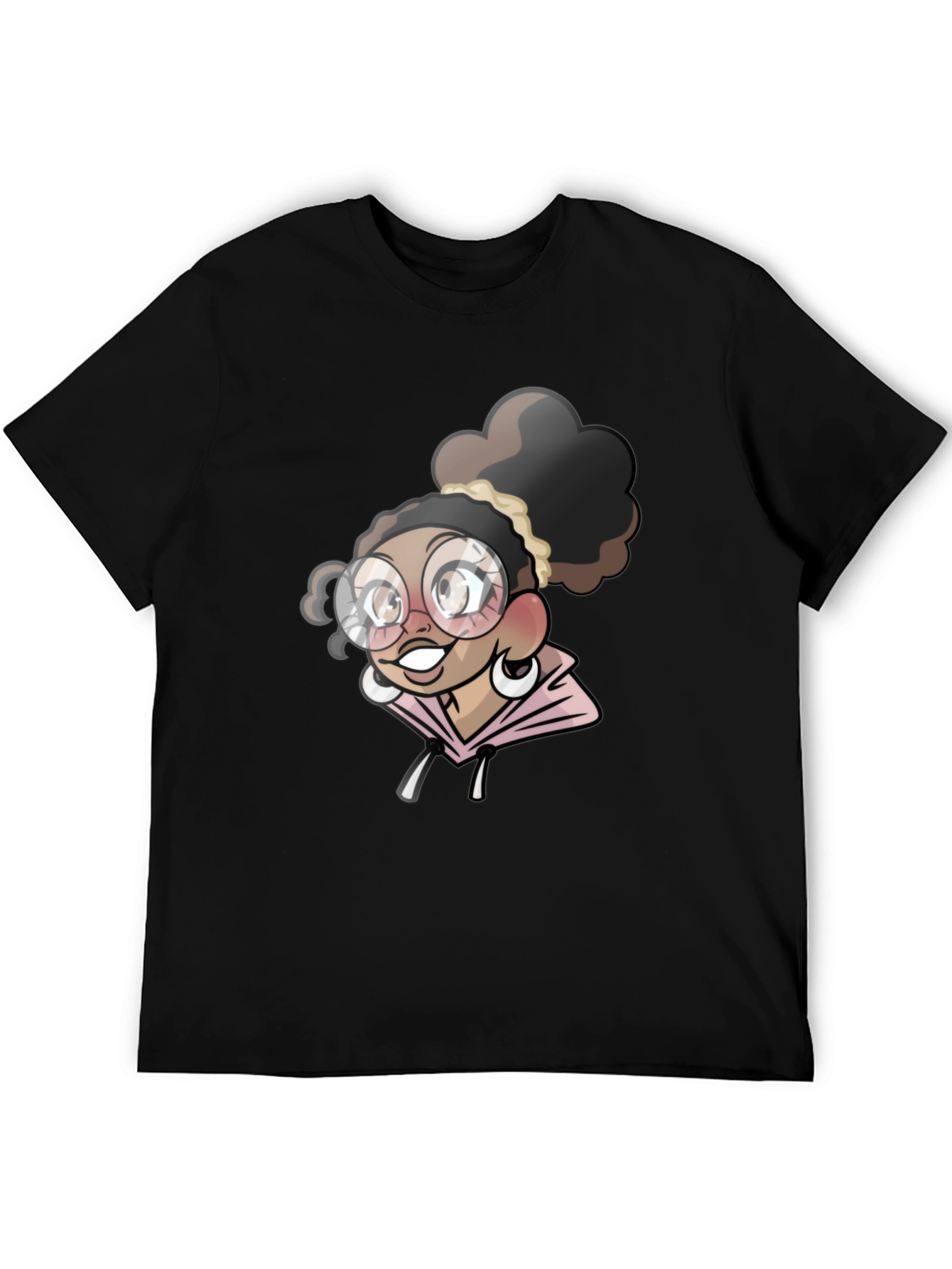 Camiseta Negra con Diseño de Chica Anime