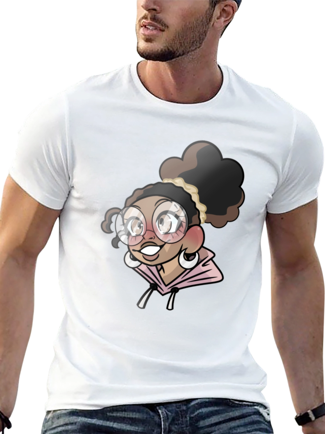 Camiseta Negra con Diseño de Chica Anime