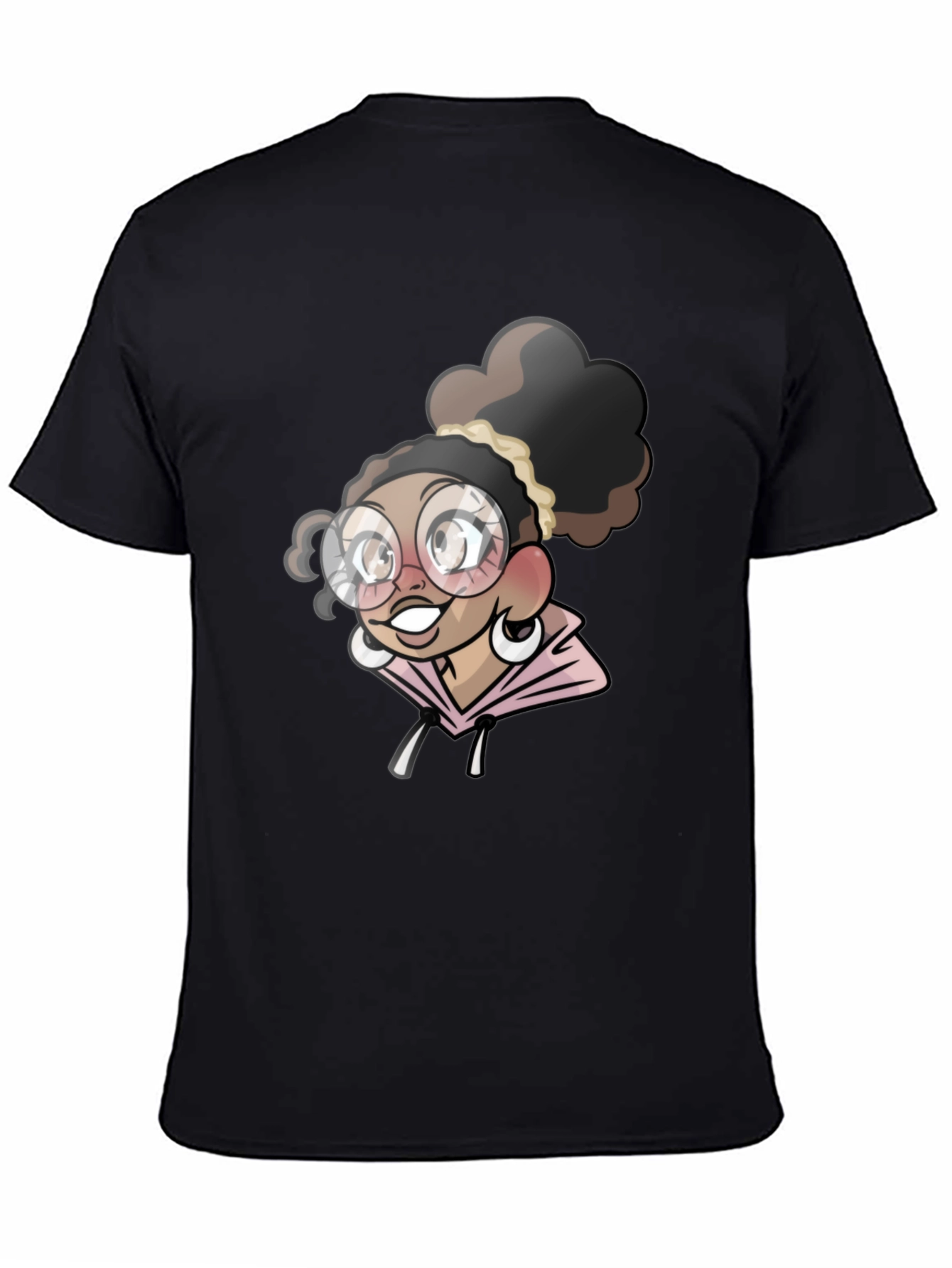 Camiseta Negra con Diseño de Chica Anime