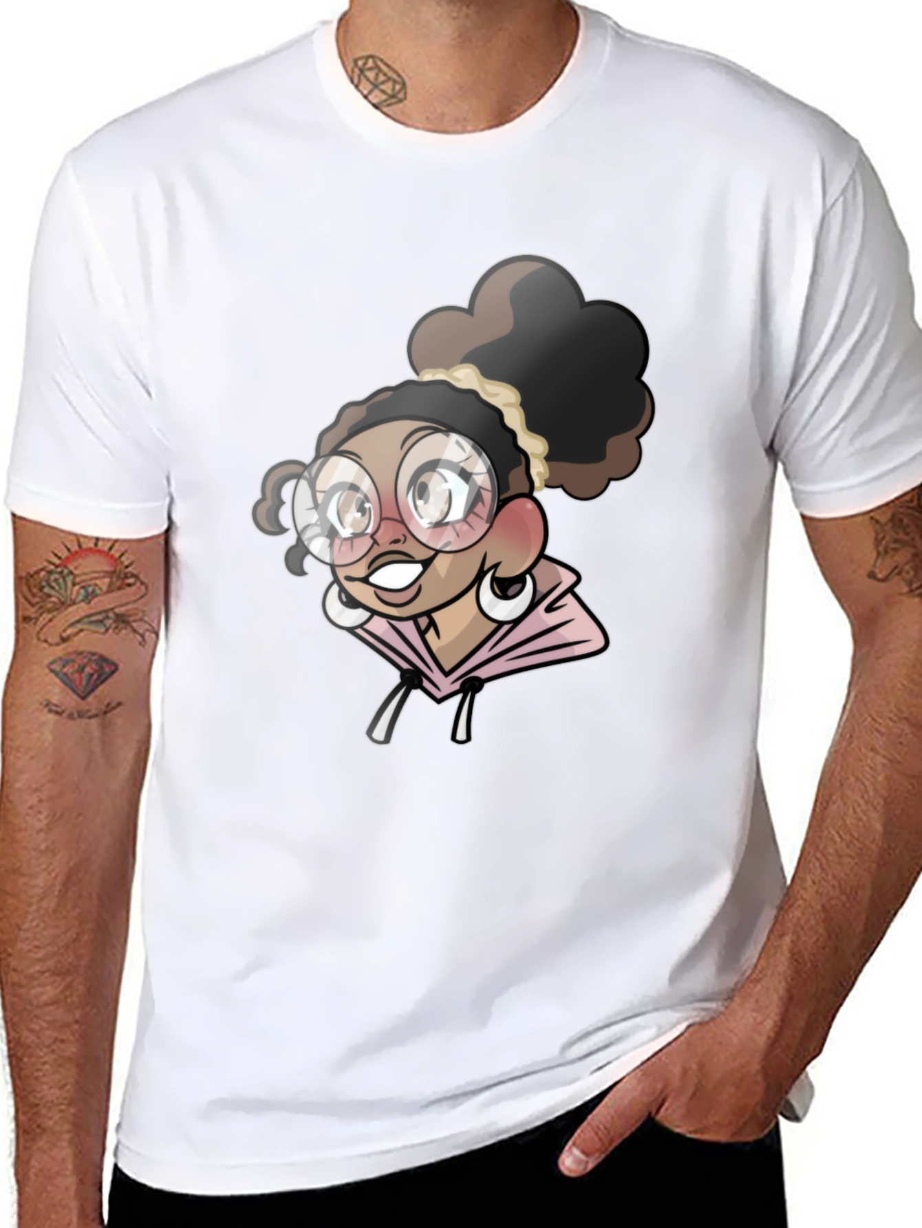 Camiseta Negra con Diseño de Chica Anime