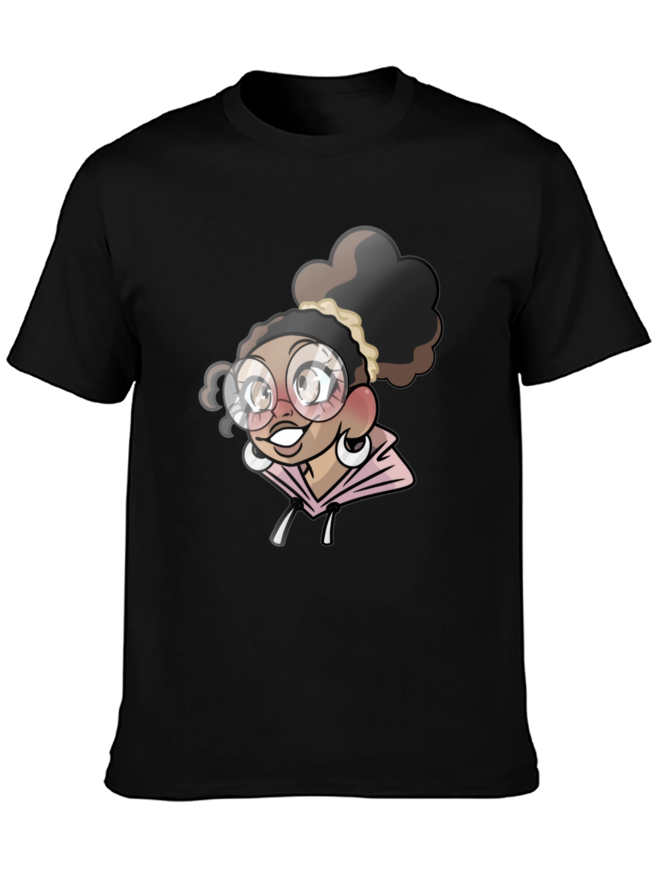Camiseta Negra con Diseño de Chica Anime