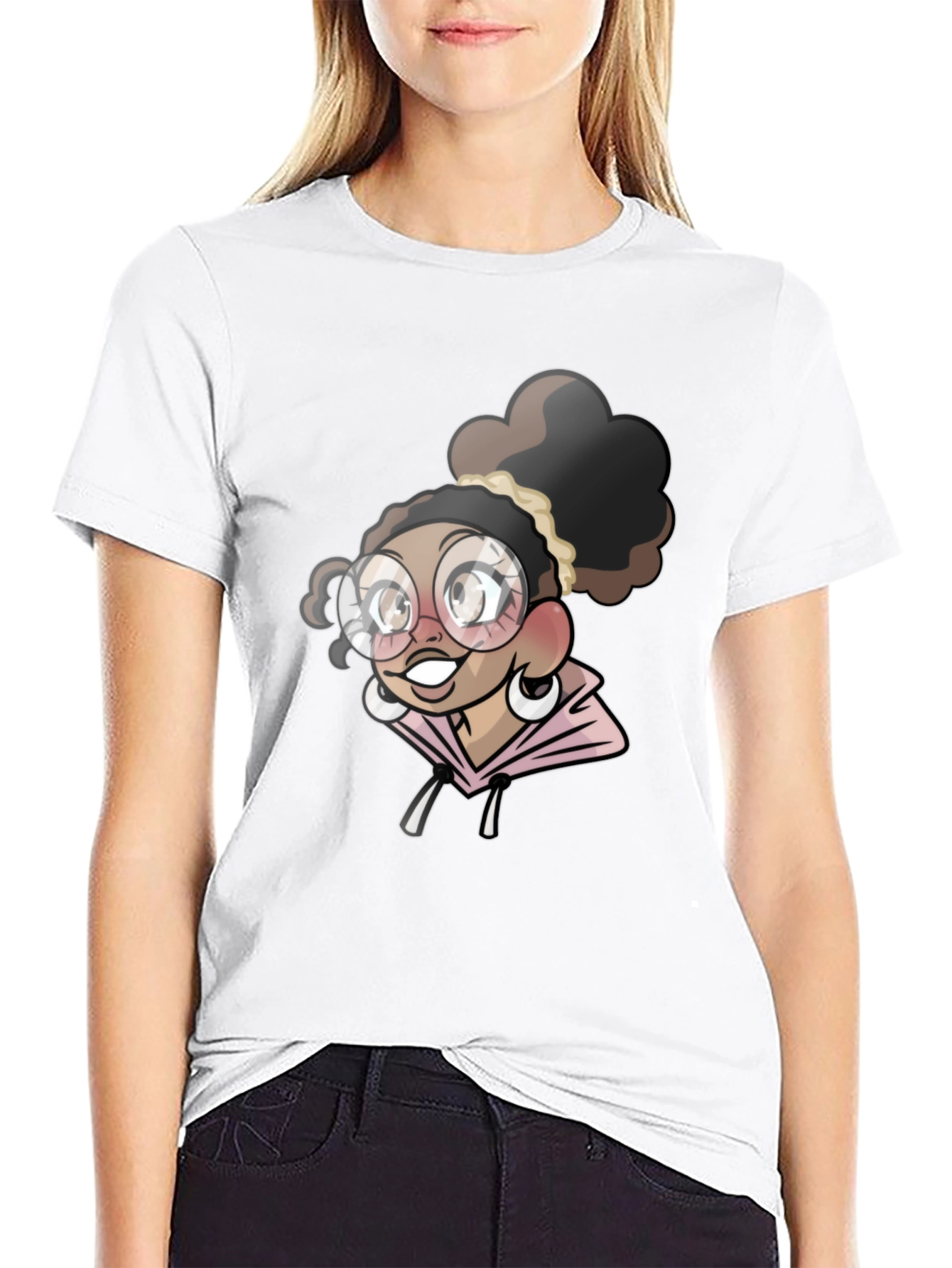 Camiseta Negra con Diseño de Chica Anime
