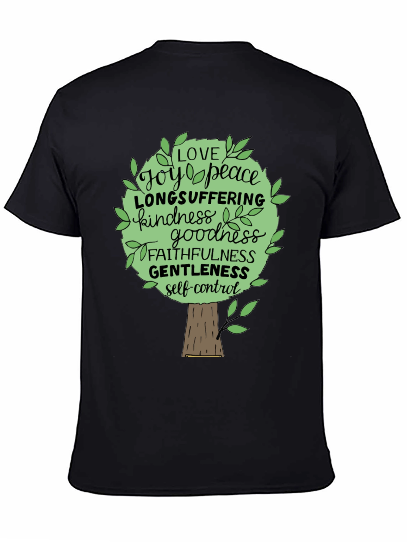 Camiseta Negra Árbol de Frutos del Espíritu