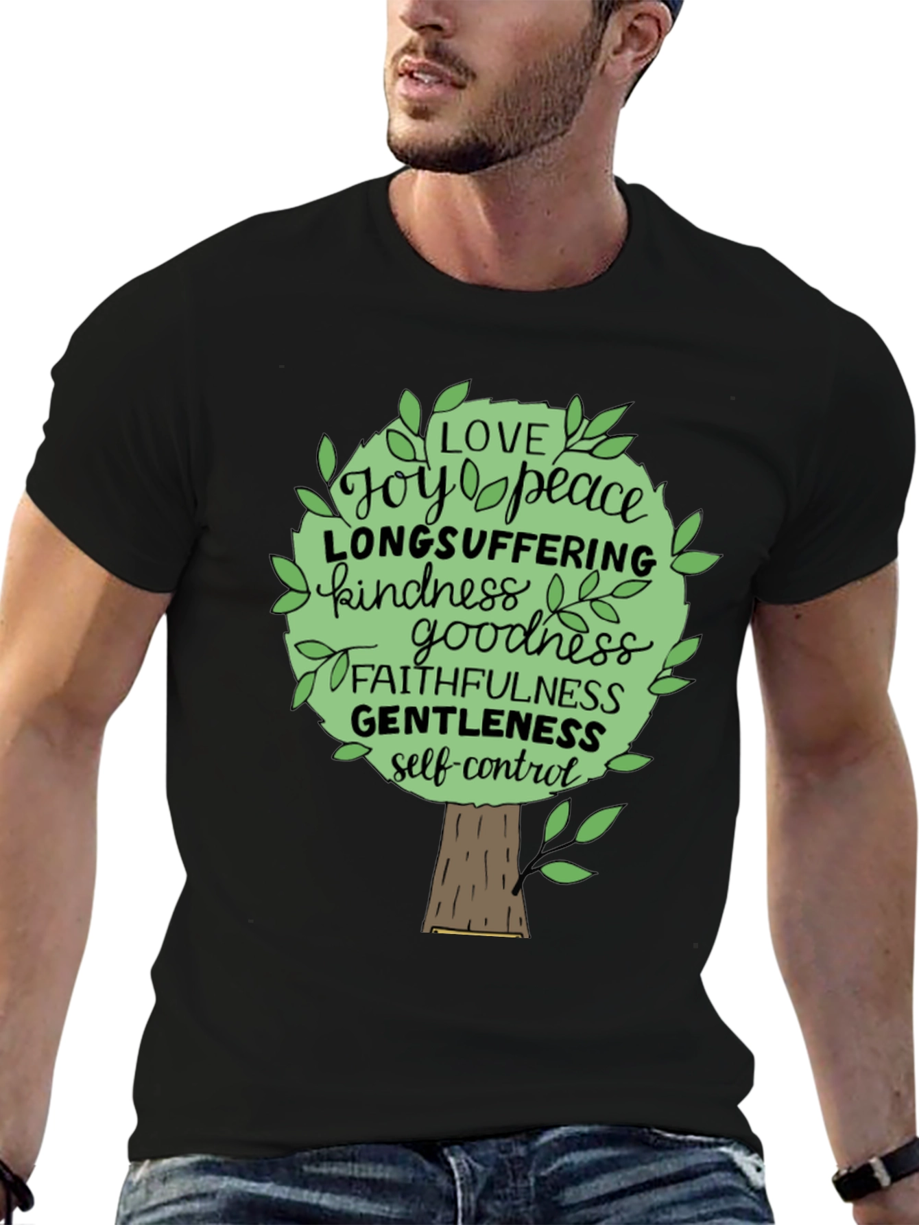 Camiseta Negra Árbol de Frutos del Espíritu