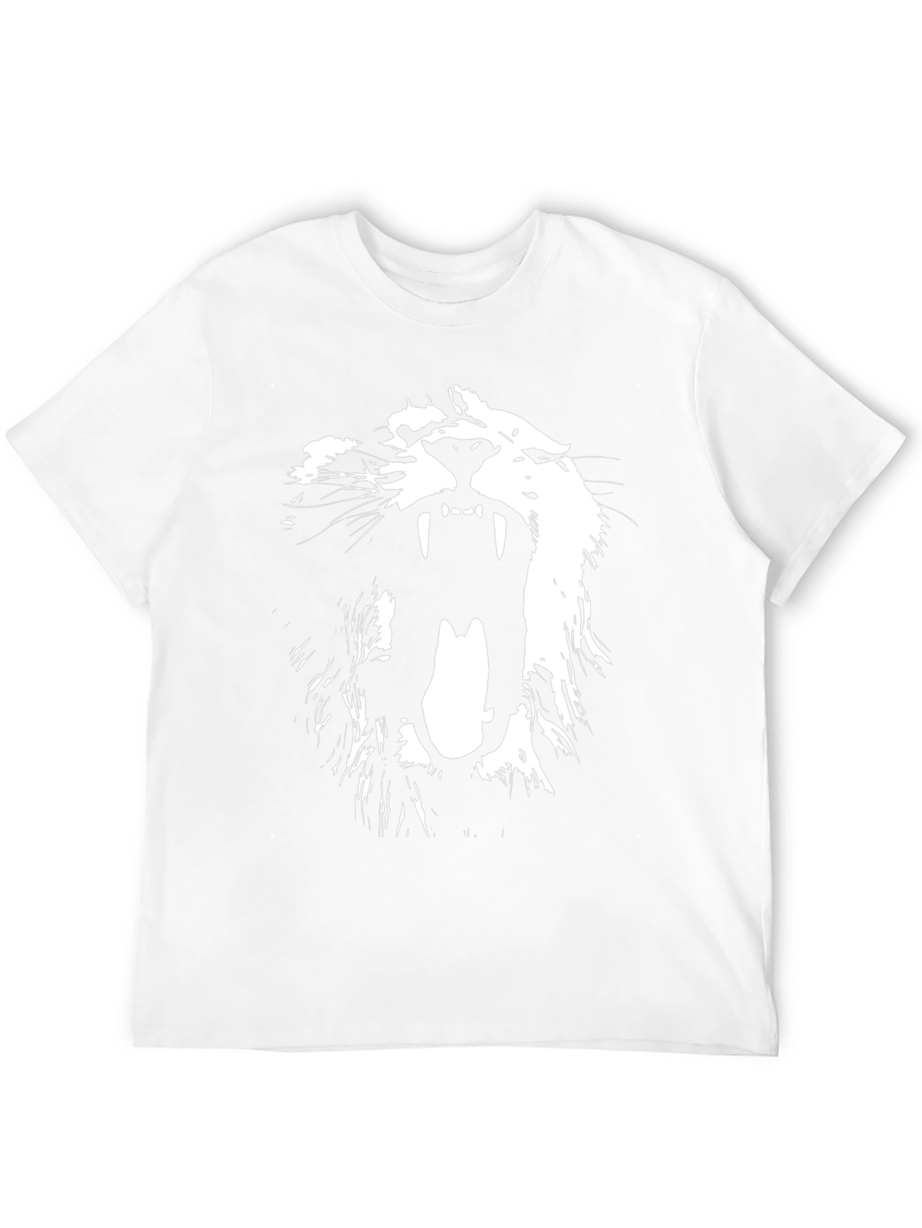 Camiseta Negra con Diseño de León Blanco