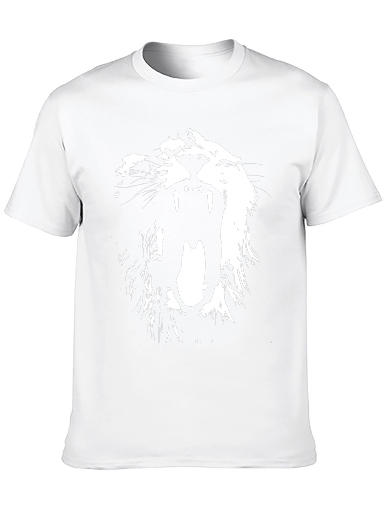 Camiseta Negra con Diseño de León Blanco