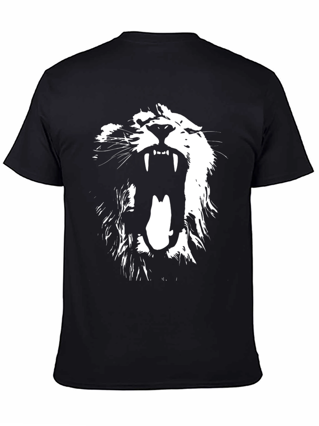 Camiseta Negra con Diseño de León Blanco