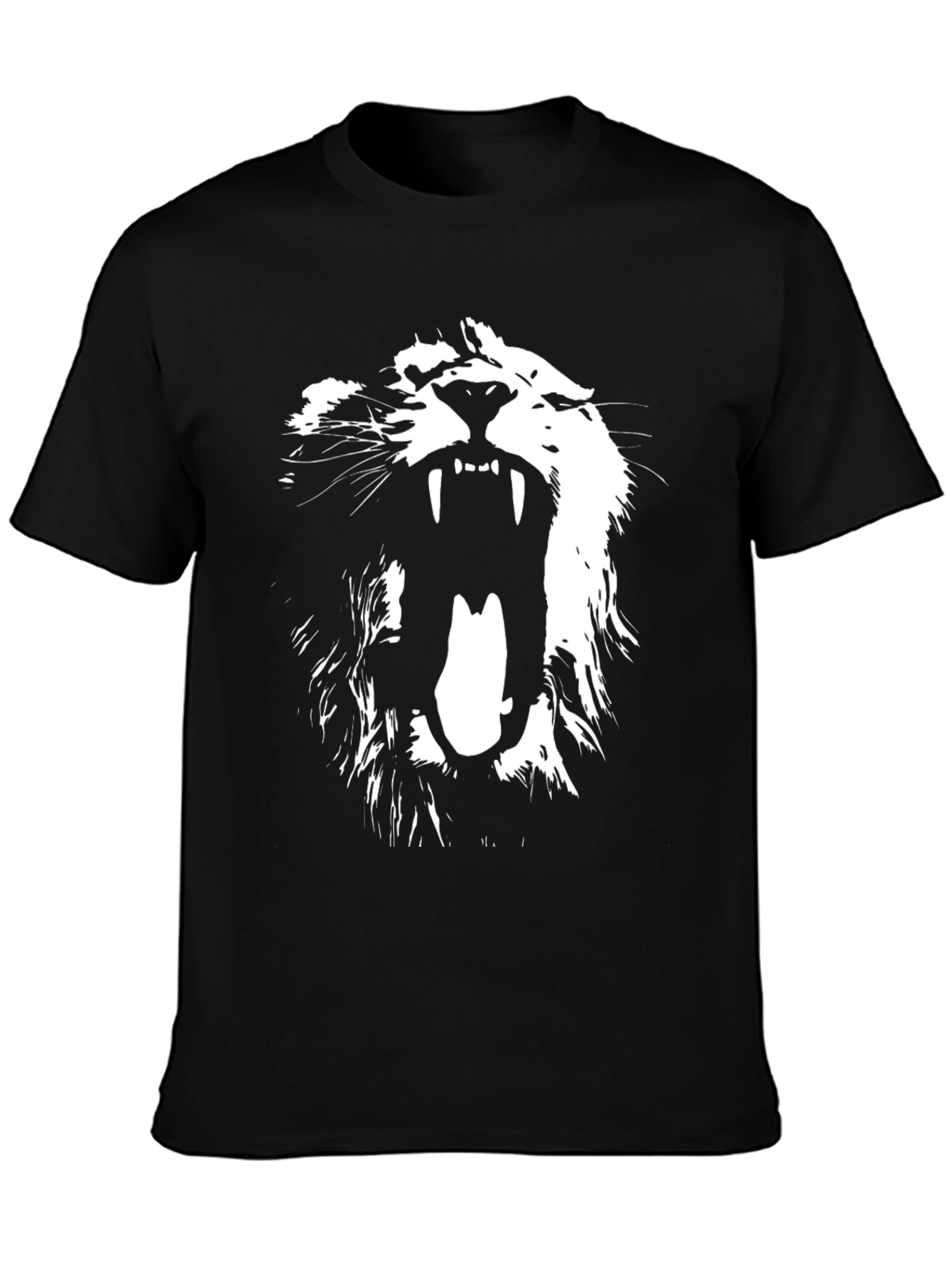 Camiseta Negra con Diseño de León Blanco