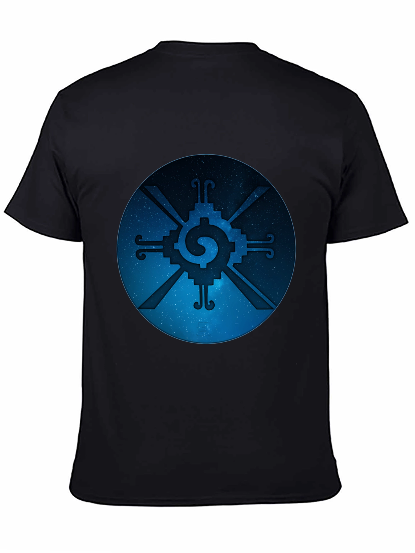 Camiseta Negra con Diseño Circular Azteca