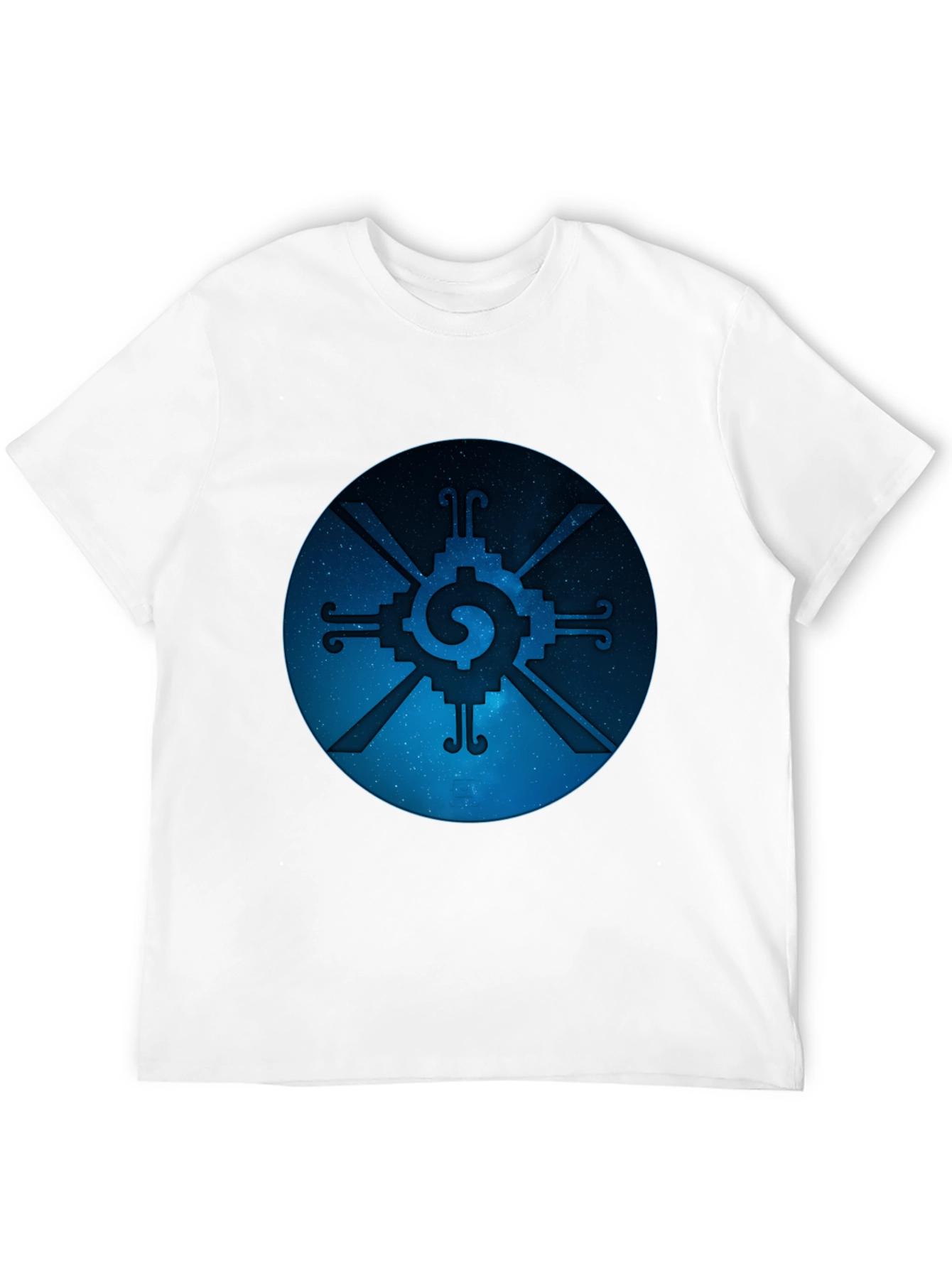 Camiseta Negra con Diseño Circular Azteca