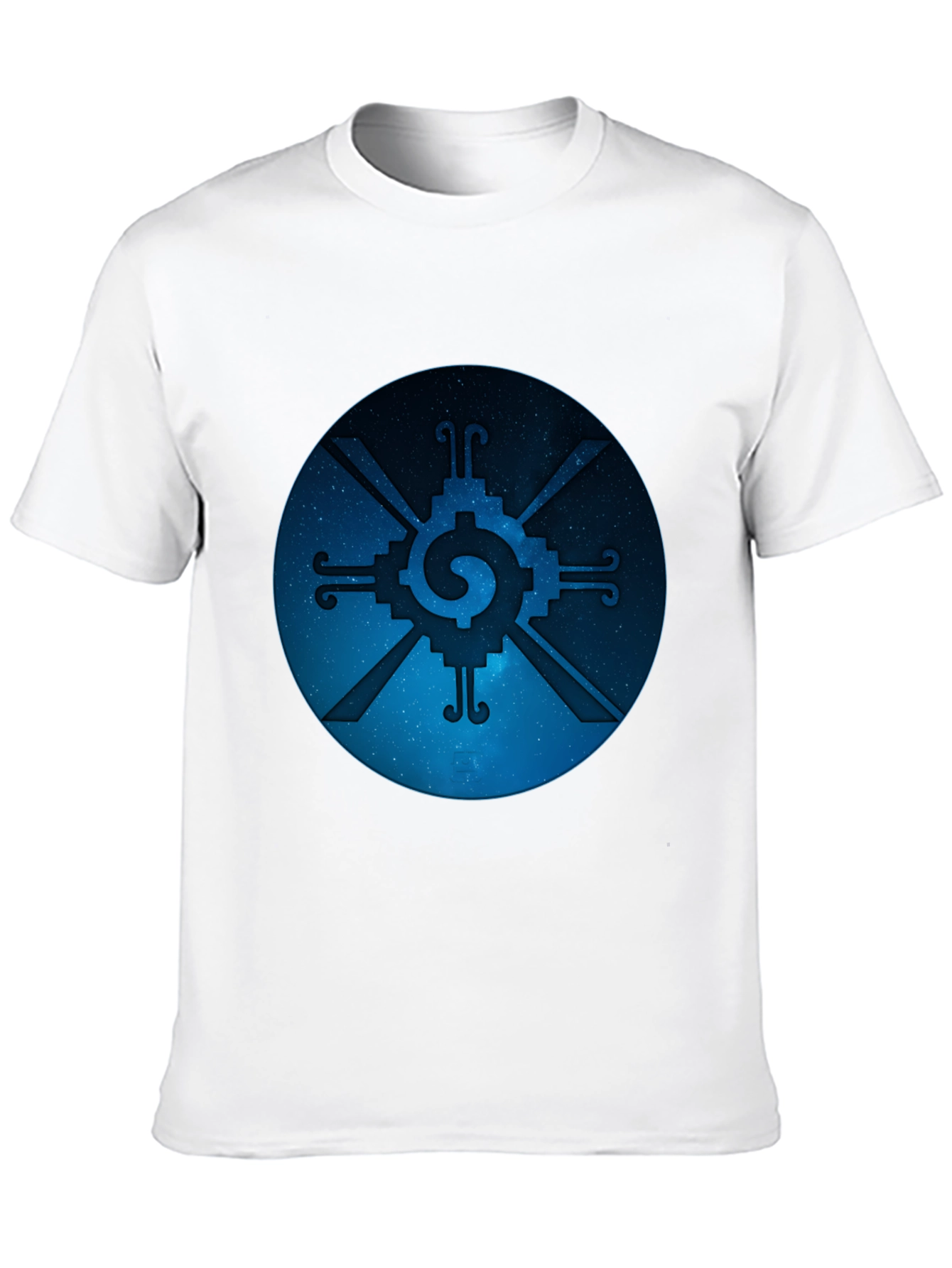 Camiseta Negra con Diseño Circular Azteca