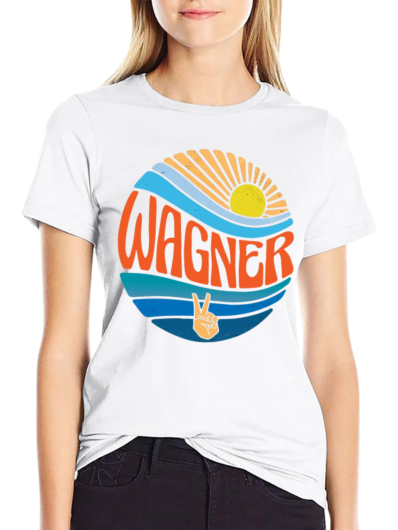 Camiseta Negra Wagner Estilo Retro Sunset