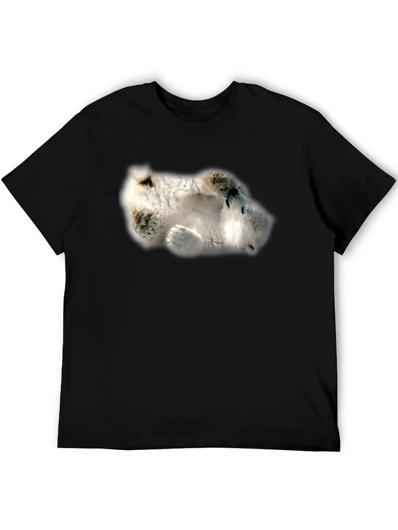 Camiseta Negra con Diseño de Oso Polar Dormilón
