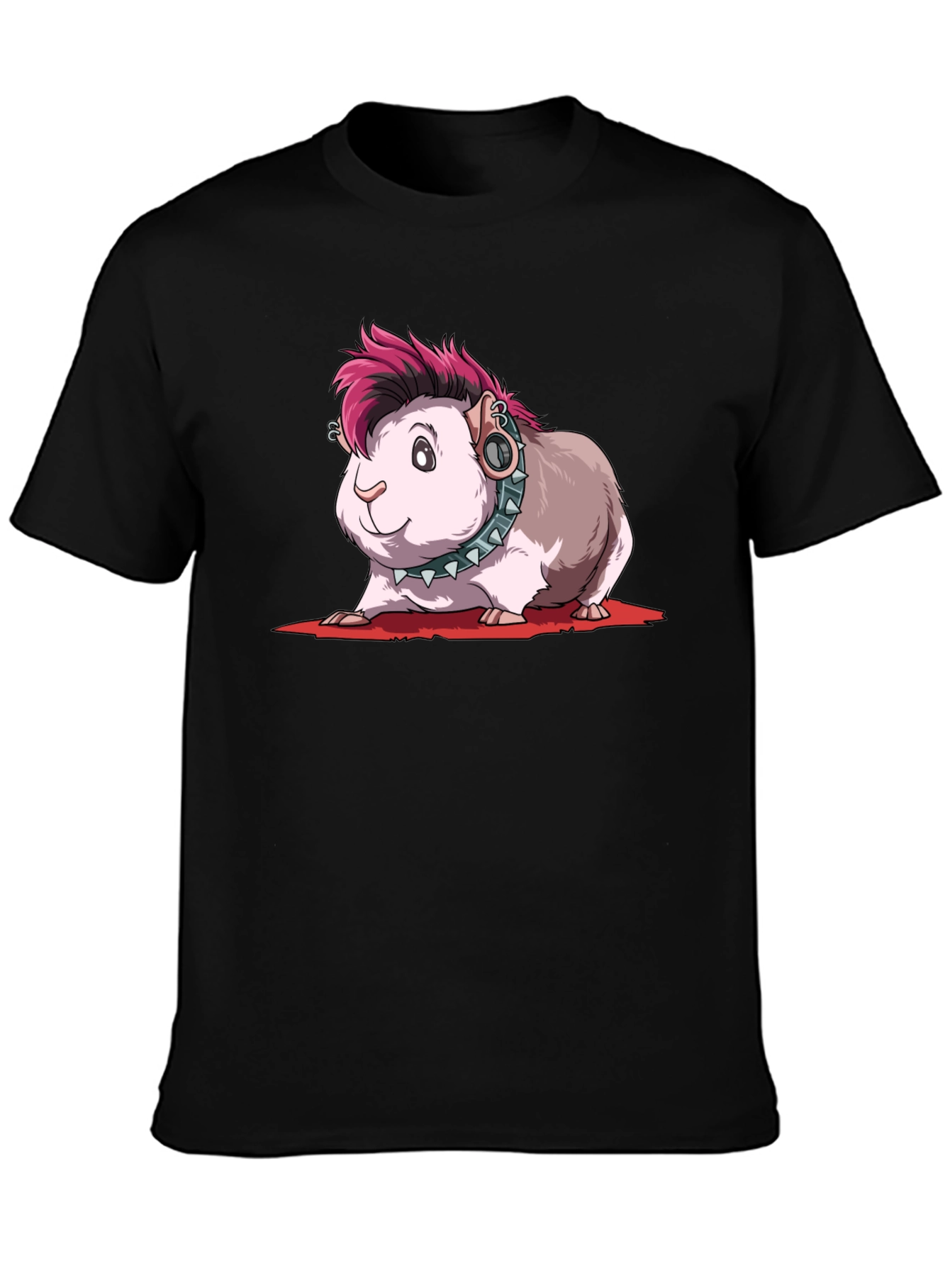 Camiseta Negra con Diseño de Cobaya Punk