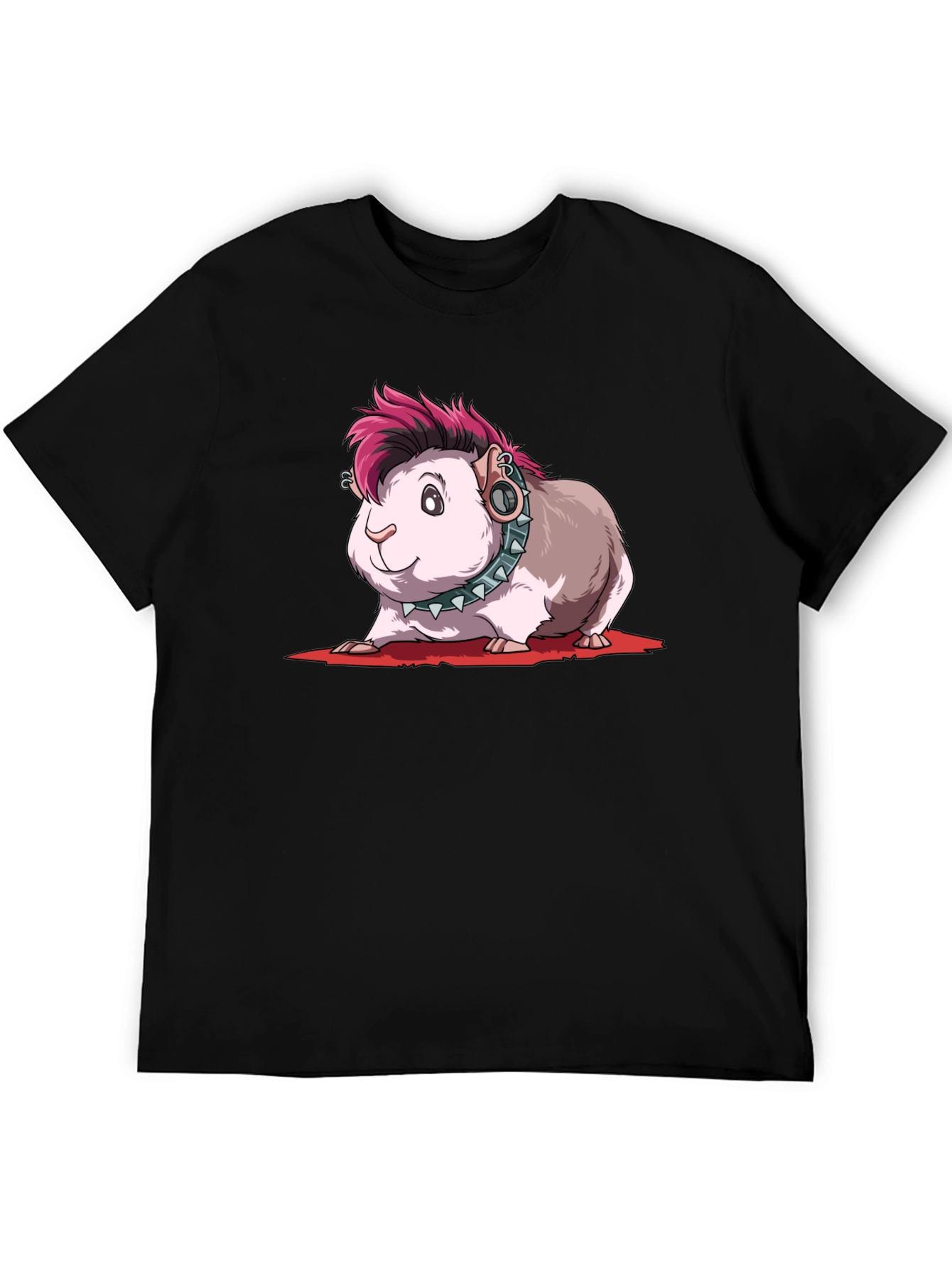 Camiseta Negra con Diseño de Cobaya Punk