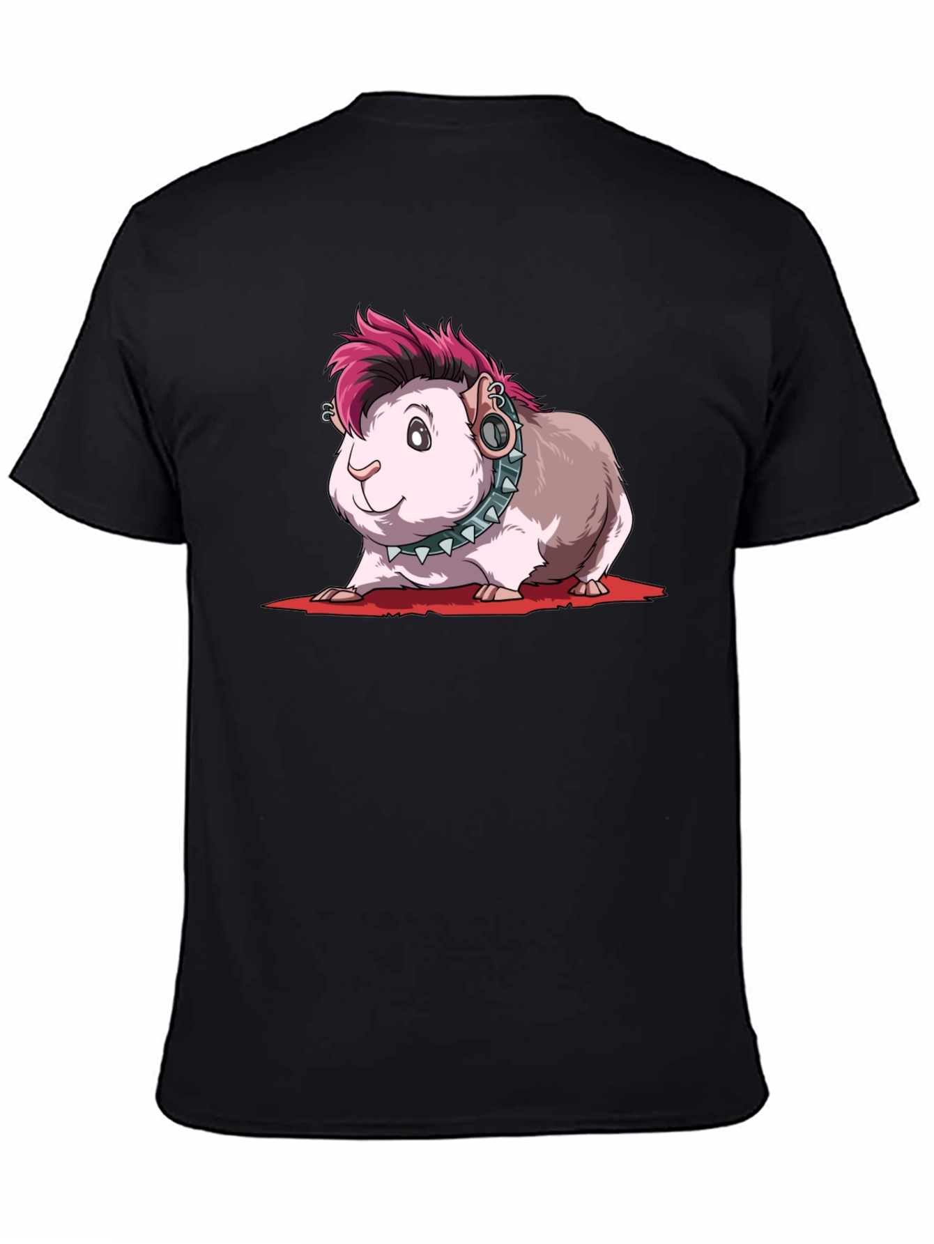 Camiseta Negra con Diseño de Cobaya Punk