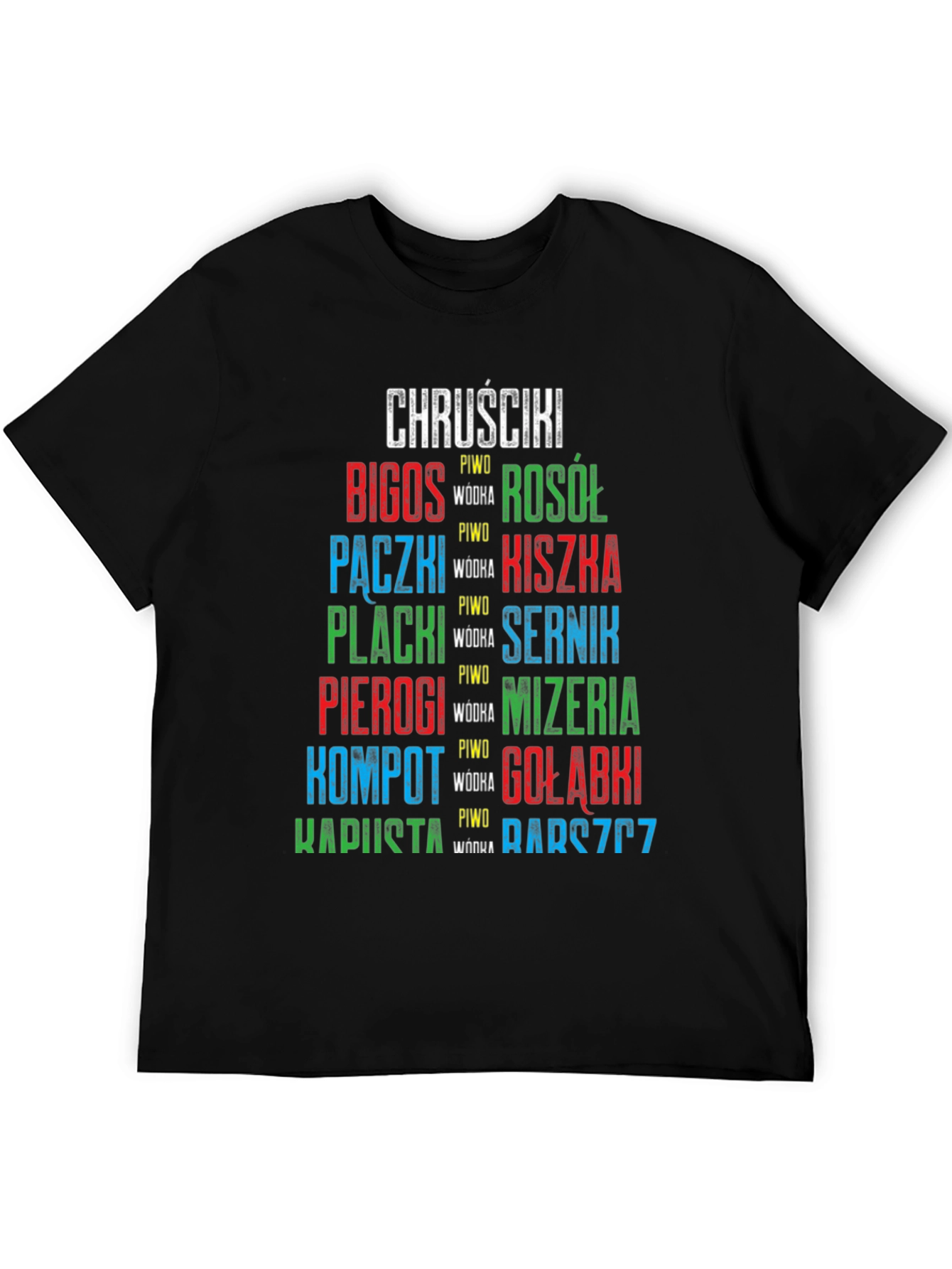 Camiseta Negra con Diseño de Comida Polaca