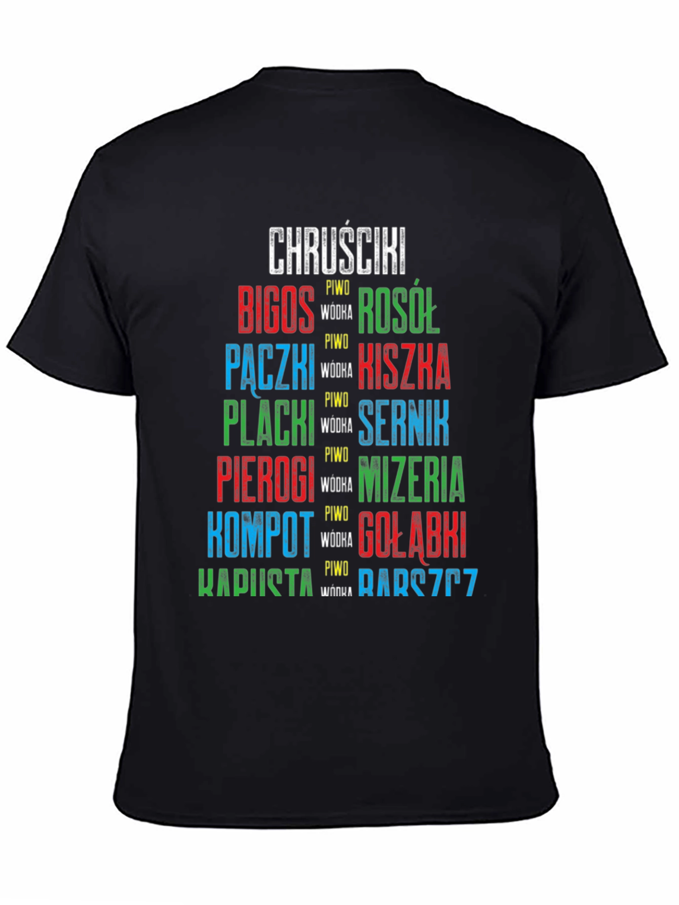 Camiseta Negra con Diseño de Comida Polaca