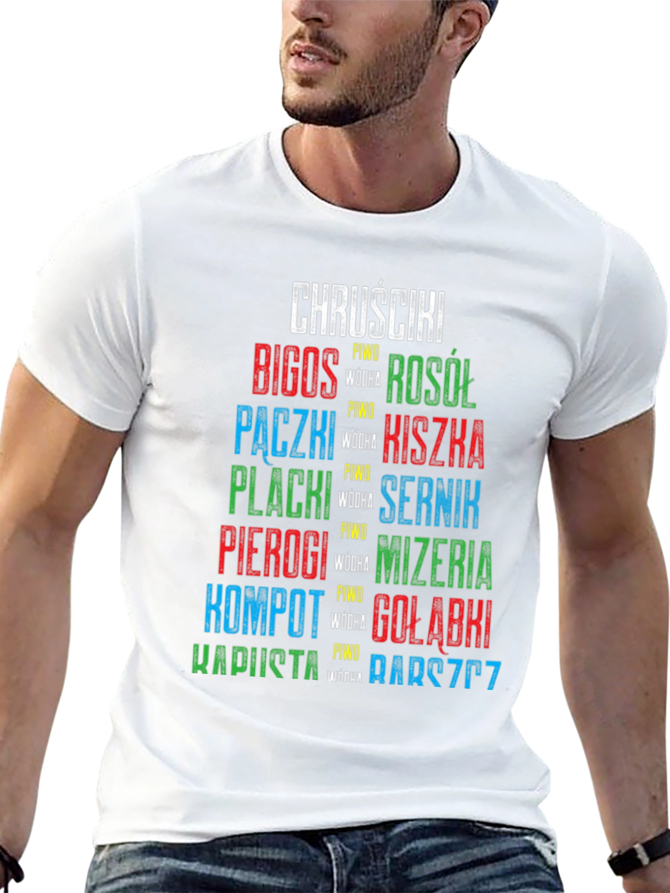 Camiseta Negra con Diseño de Comida Polaca