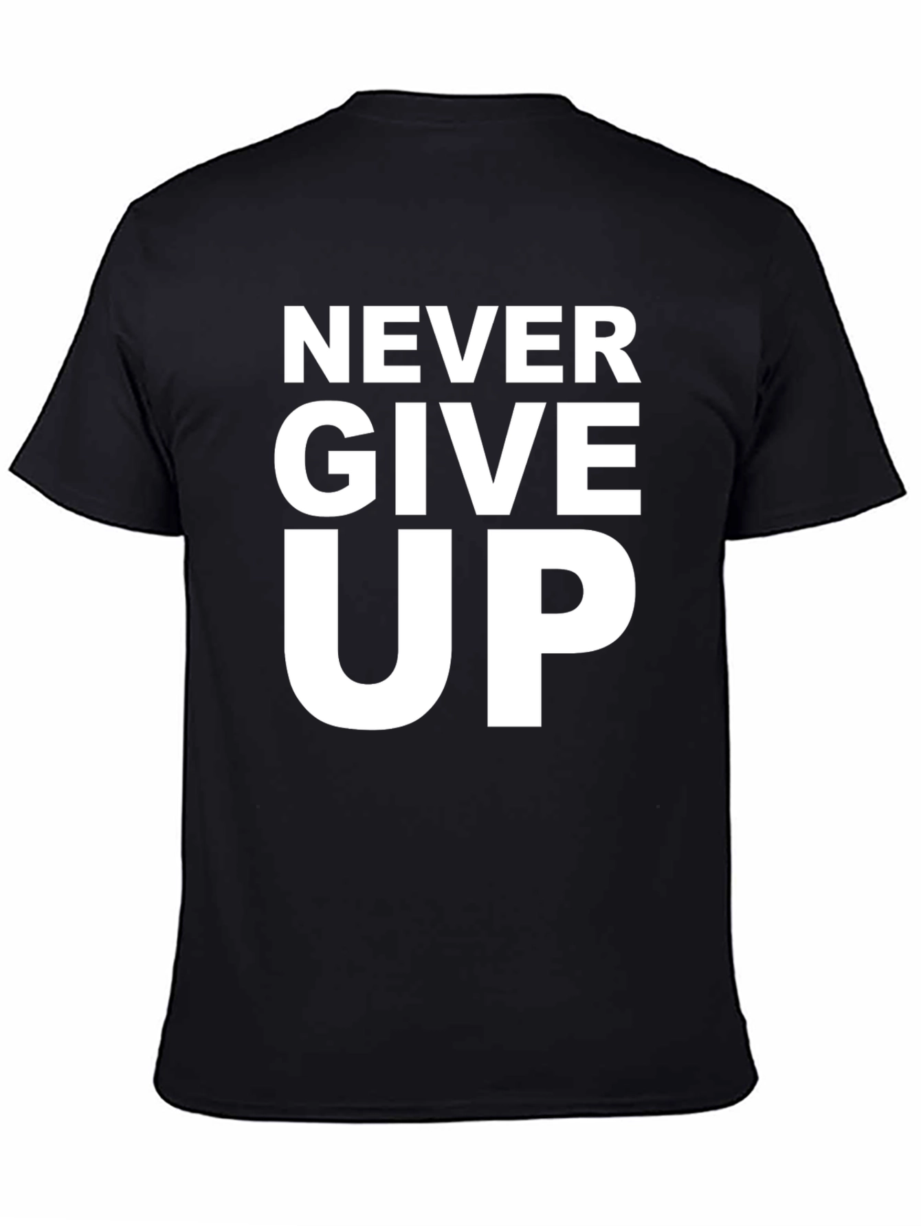 Camiseta Negra Motivacional - Never Give Up