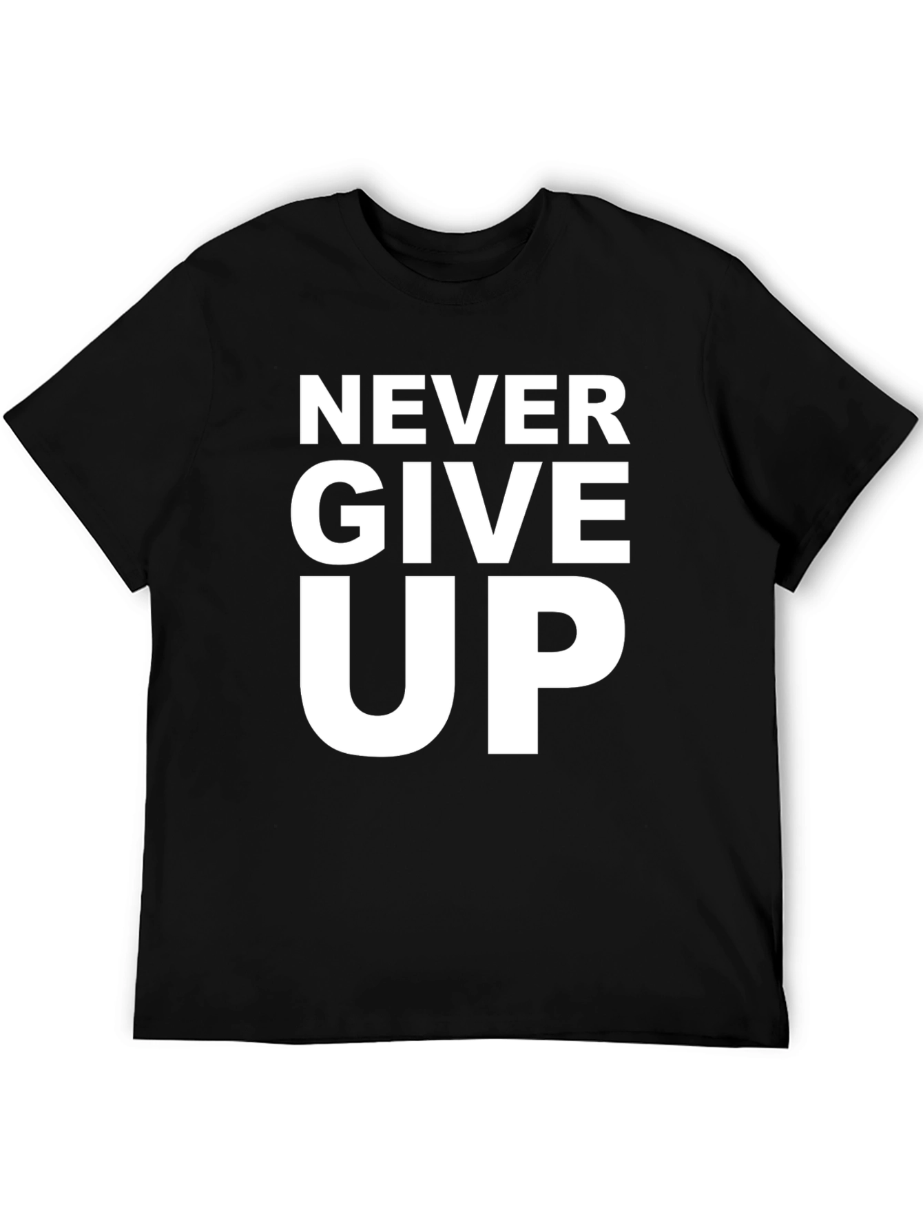 Camiseta Negra Motivacional - Never Give Up