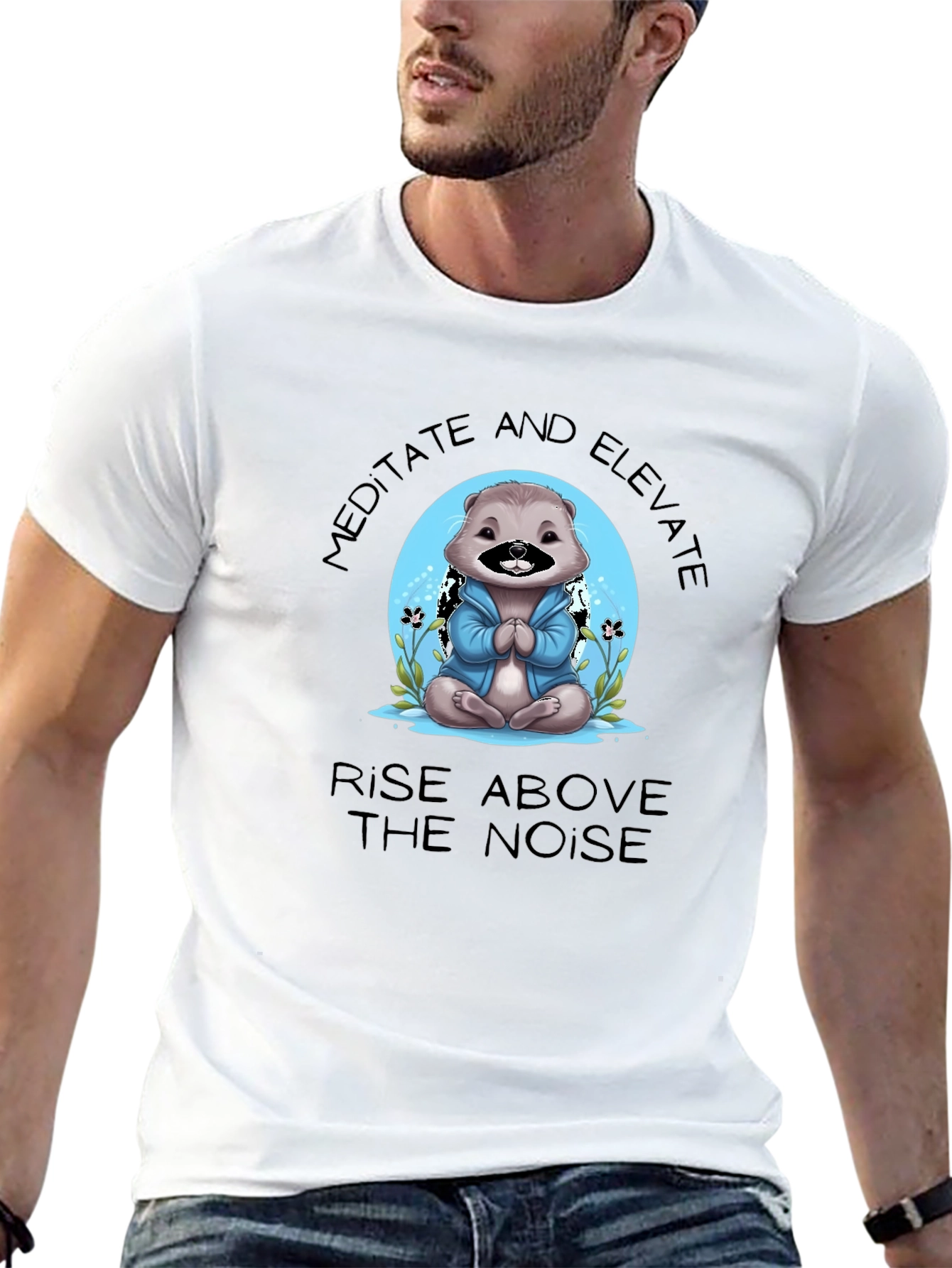 Camiseta Negra Meditación Oso Elevación Espiritual