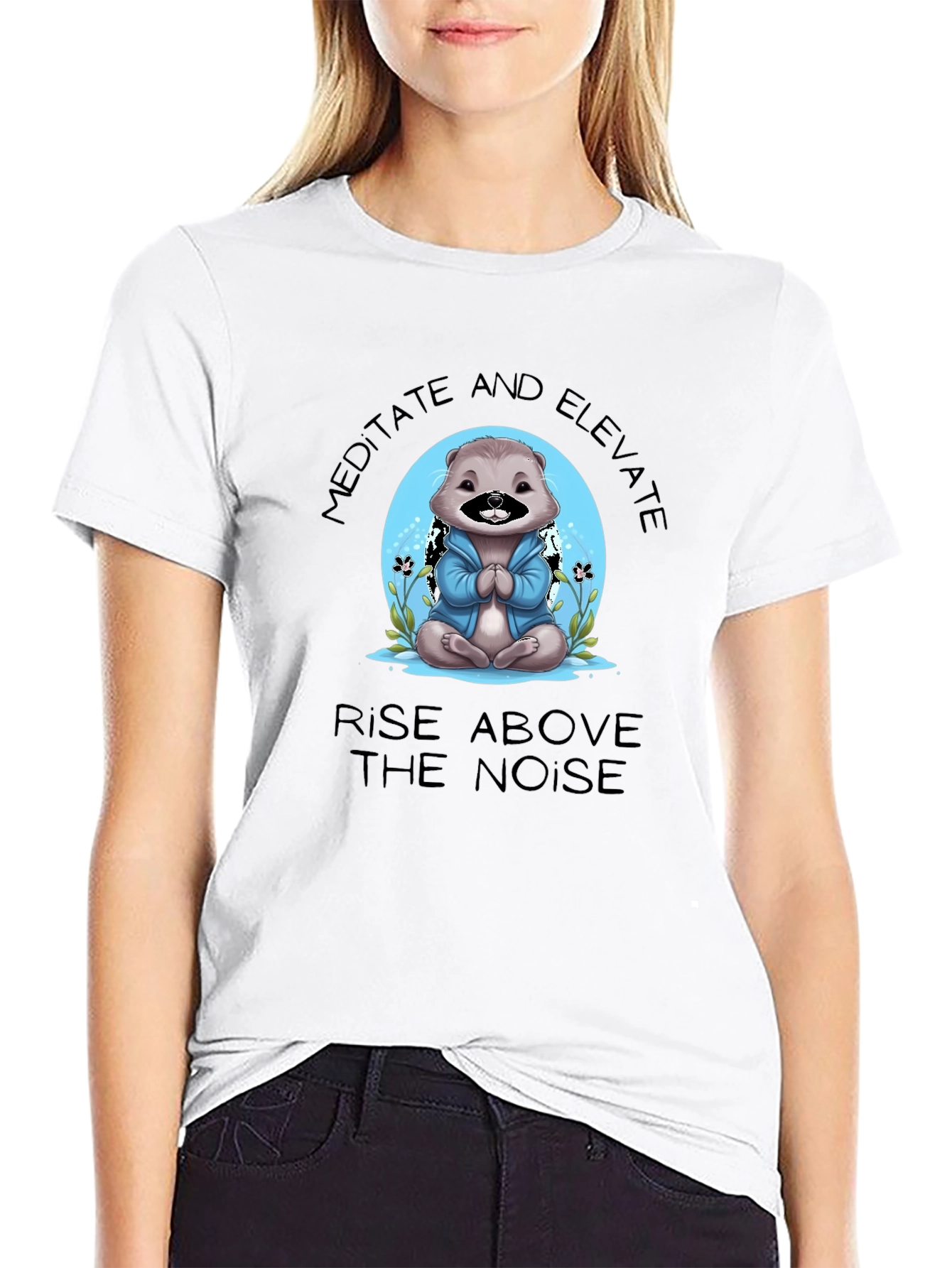 Camiseta Negra Meditación Oso Elevación Espiritual