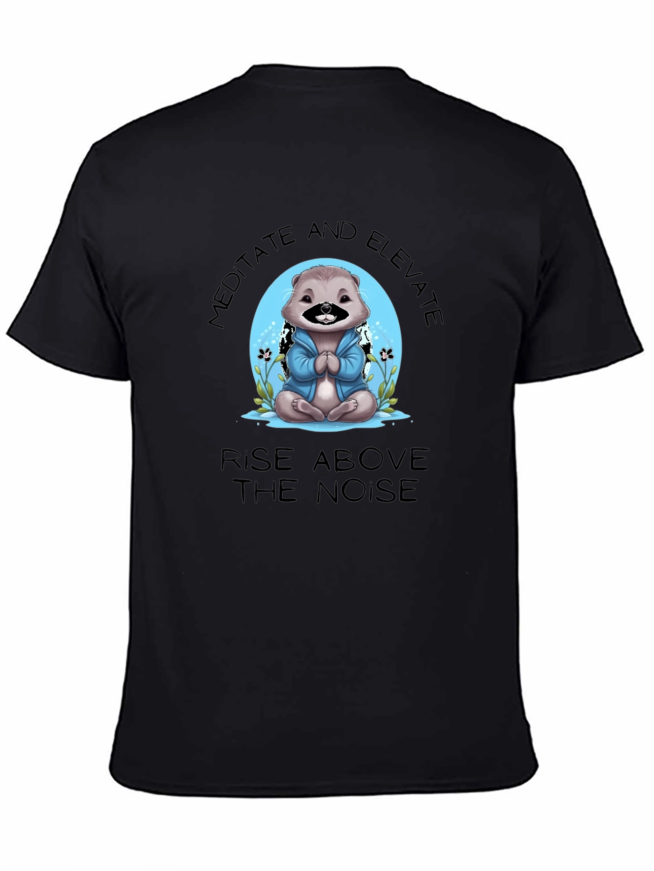 Camiseta Negra Meditación Oso Elevación Espiritual