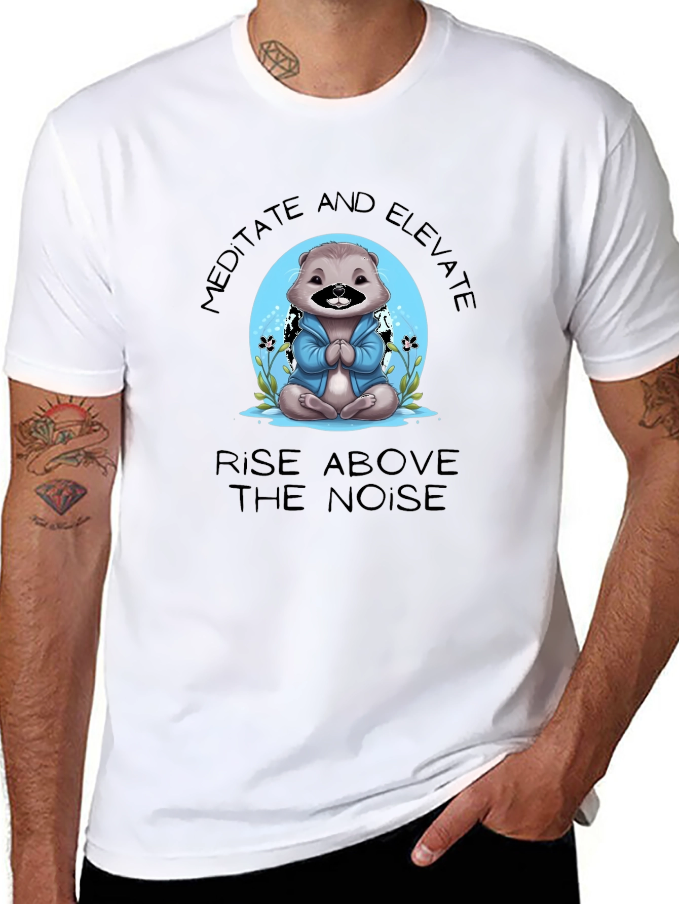 Camiseta Negra Meditación Oso Elevación Espiritual